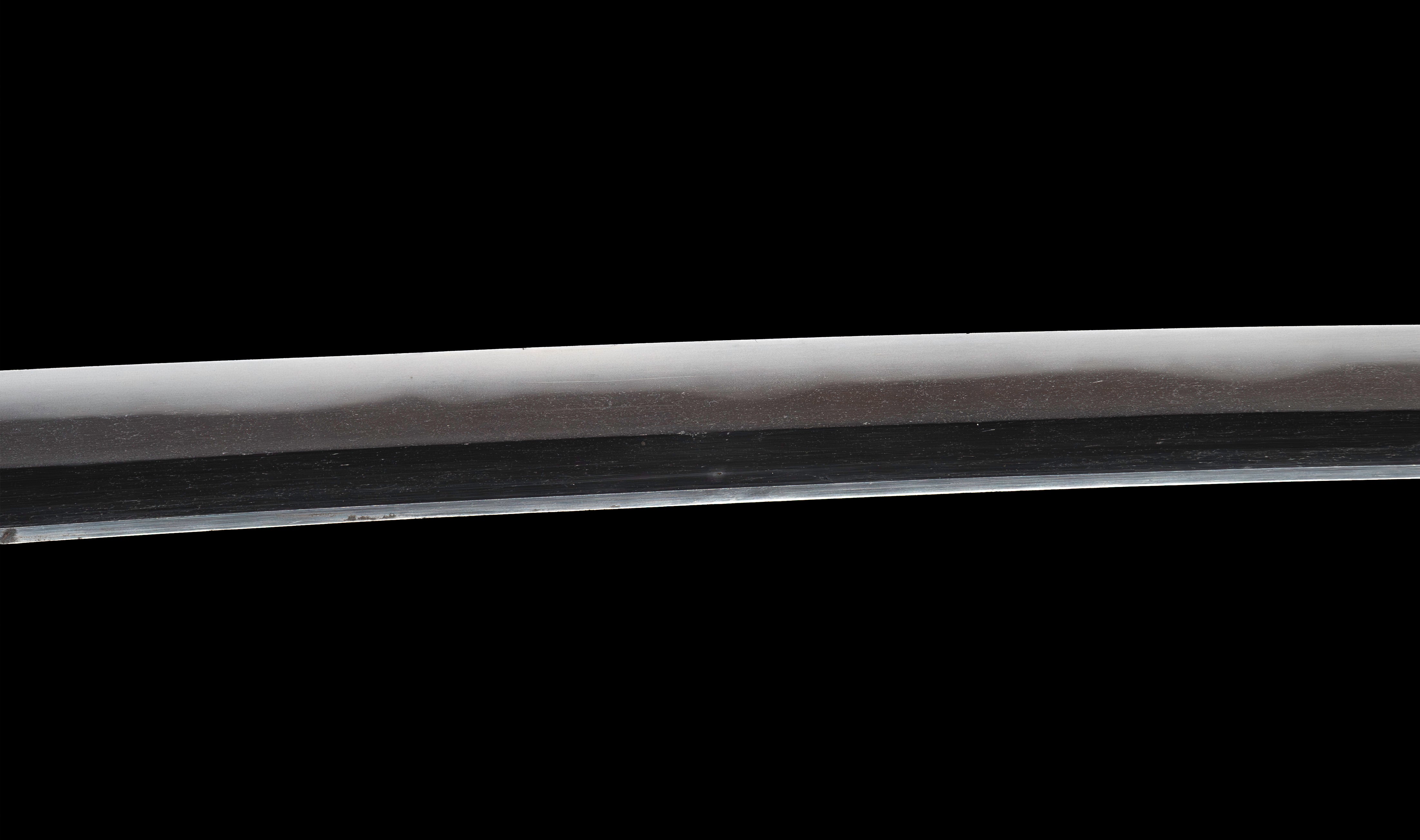 Antique Japanese Katana: Vermilion Lacquer Saya, Sparrow Fuchi-Kashira — 16 of 46