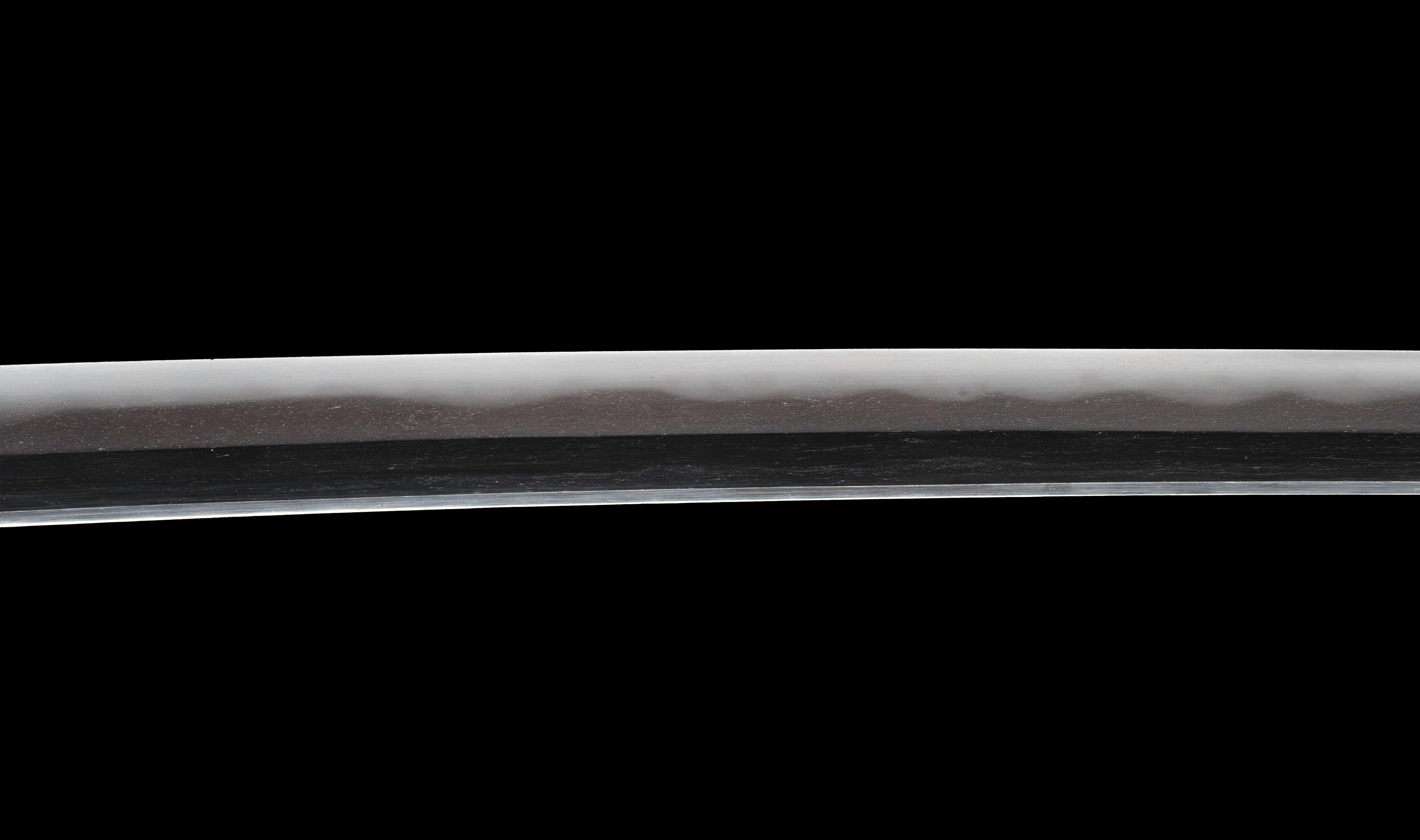Antique Japanese Katana: Vermilion Lacquer Saya, Sparrow Fuchi-Kashira — 17 of 46