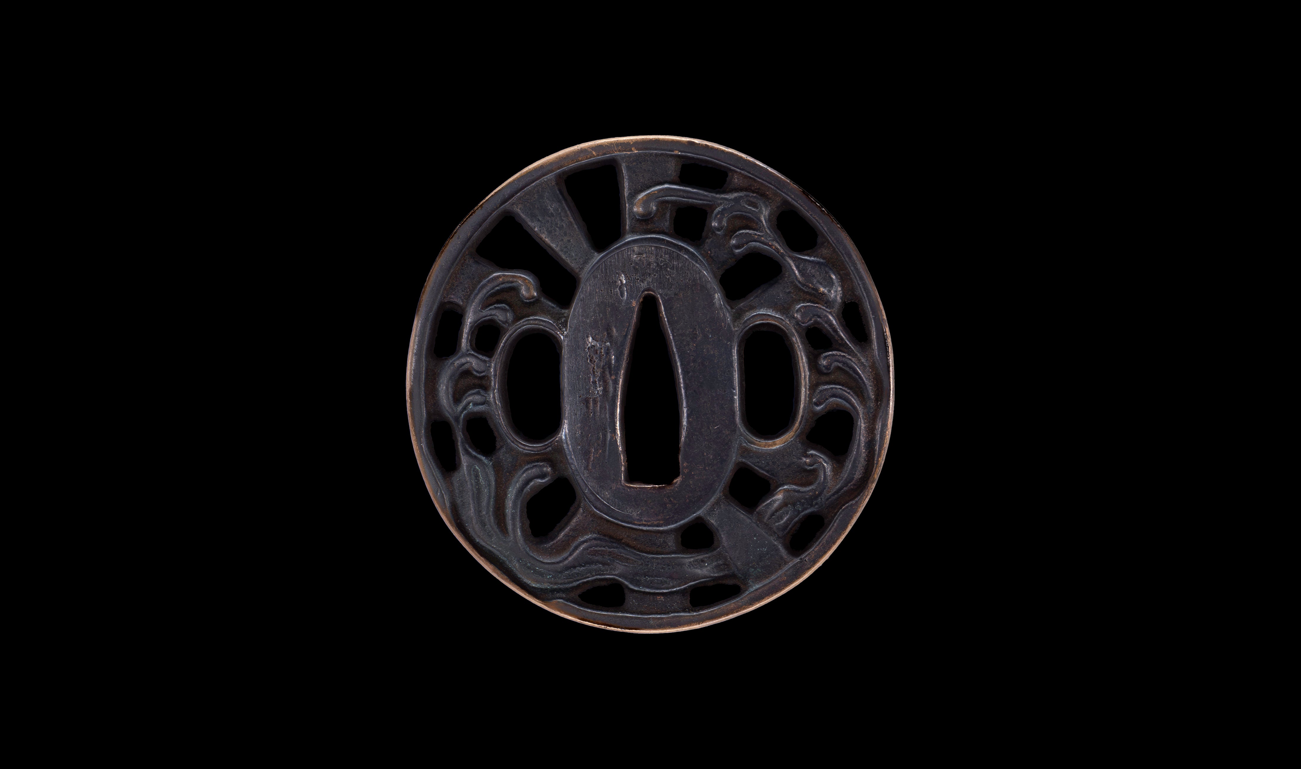 Antique Japanese Katana: Ubu Nakago, Hoso-Suguha, Genji Wheel Tsuba — 4 of 39