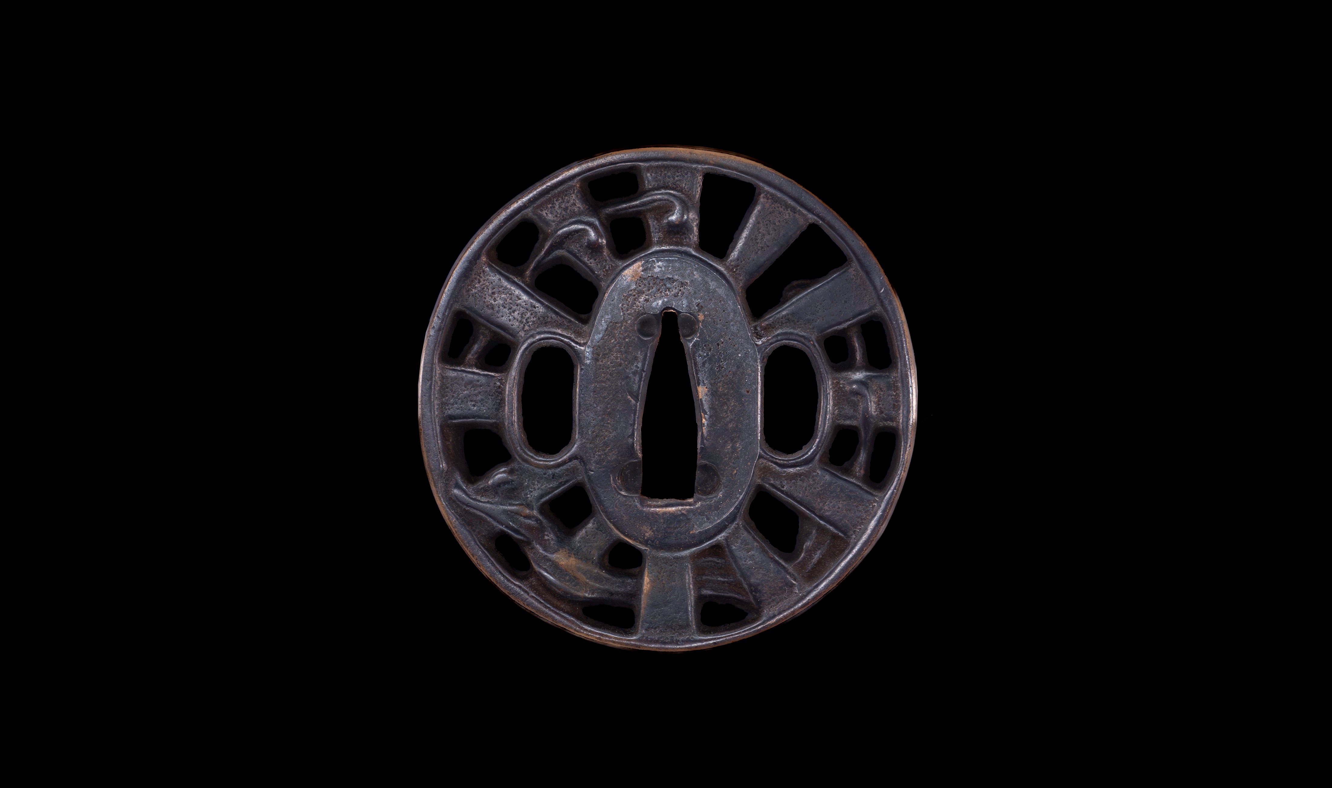 Antique Japanese Katana: Ubu Nakago, Hoso-Suguha, Genji Wheel Tsuba — 5 of 39