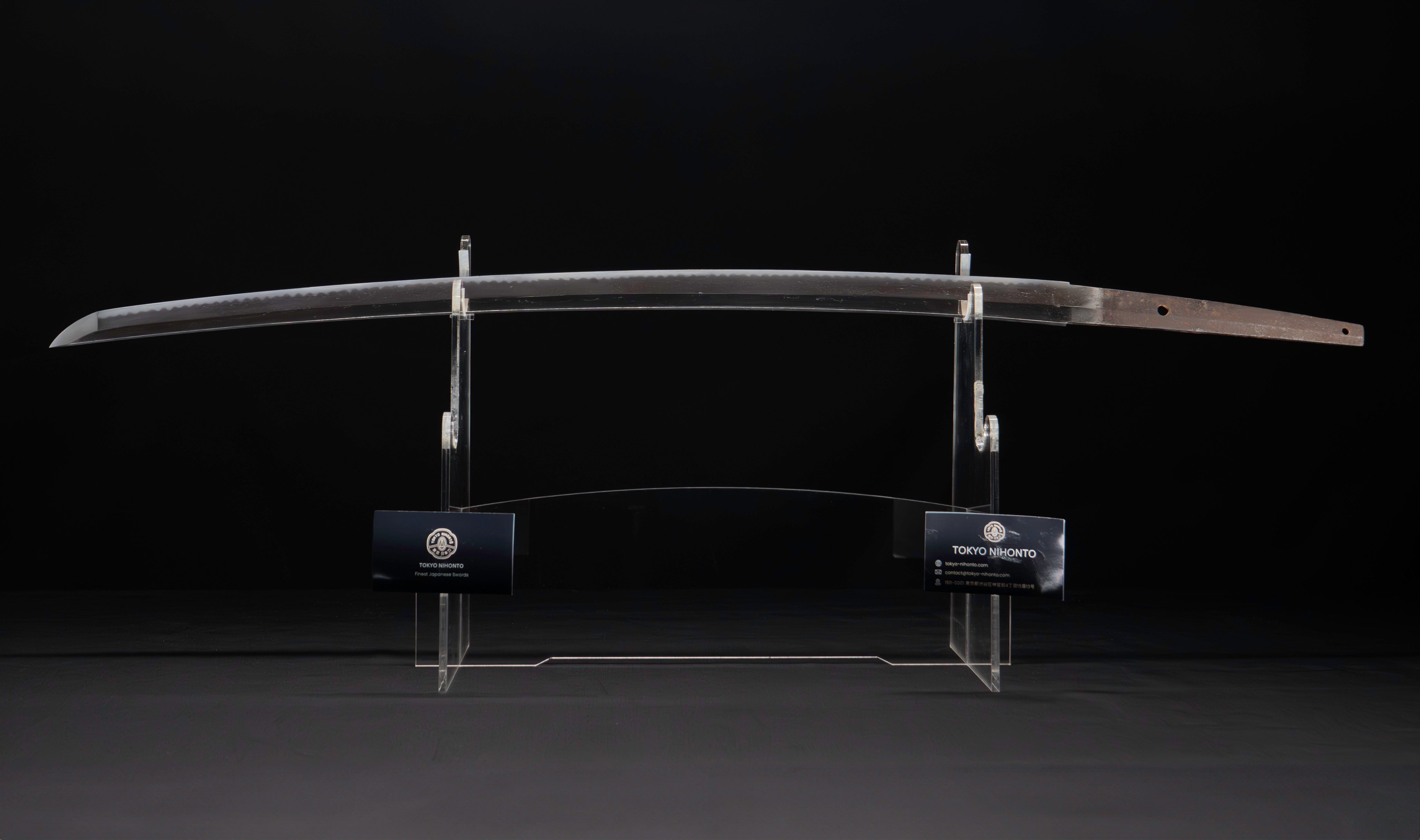Antique Japanese Katana: Ubu Nakago, Hoso-Suguha, Genji Wheel Tsuba — 6 of 39