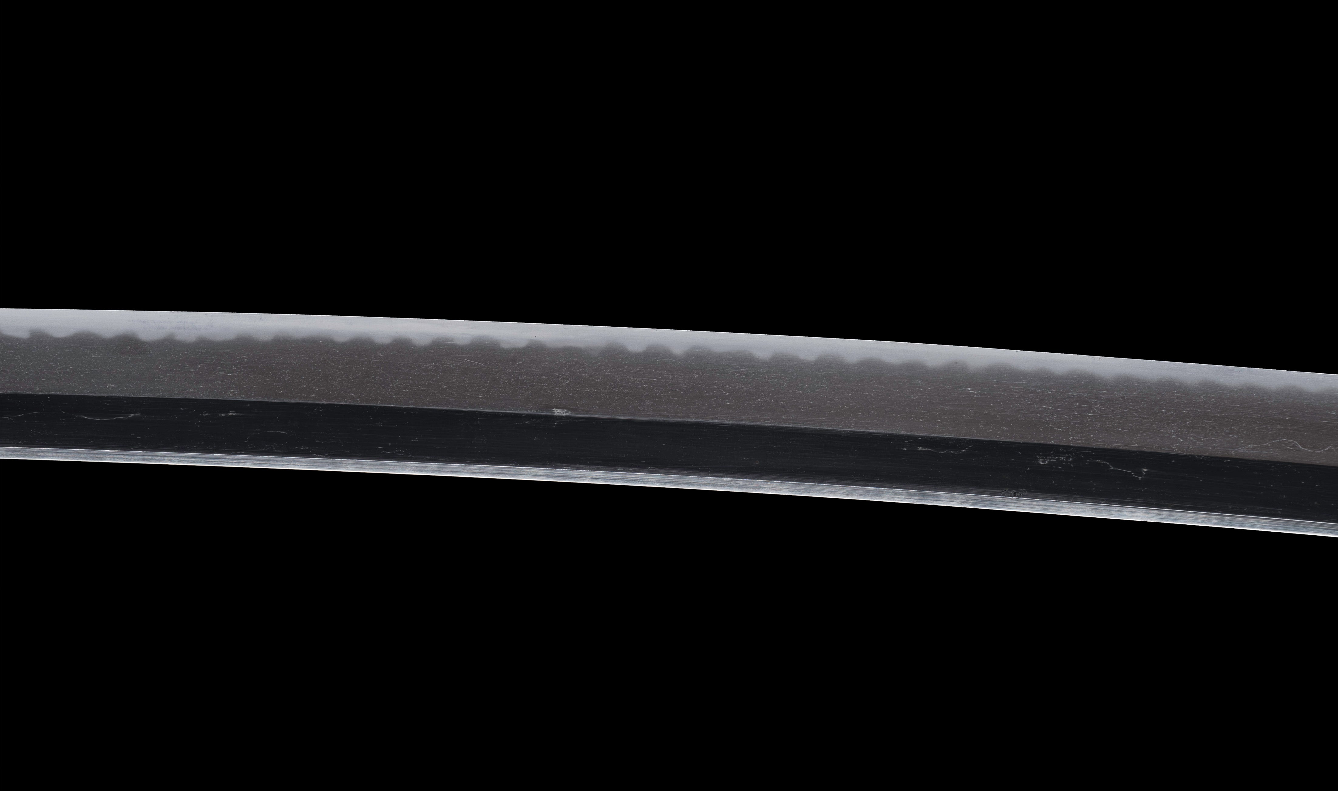 Antique Japanese Katana: Ubu Nakago, Hoso-Suguha, Genji Wheel Tsuba — 11 of 39