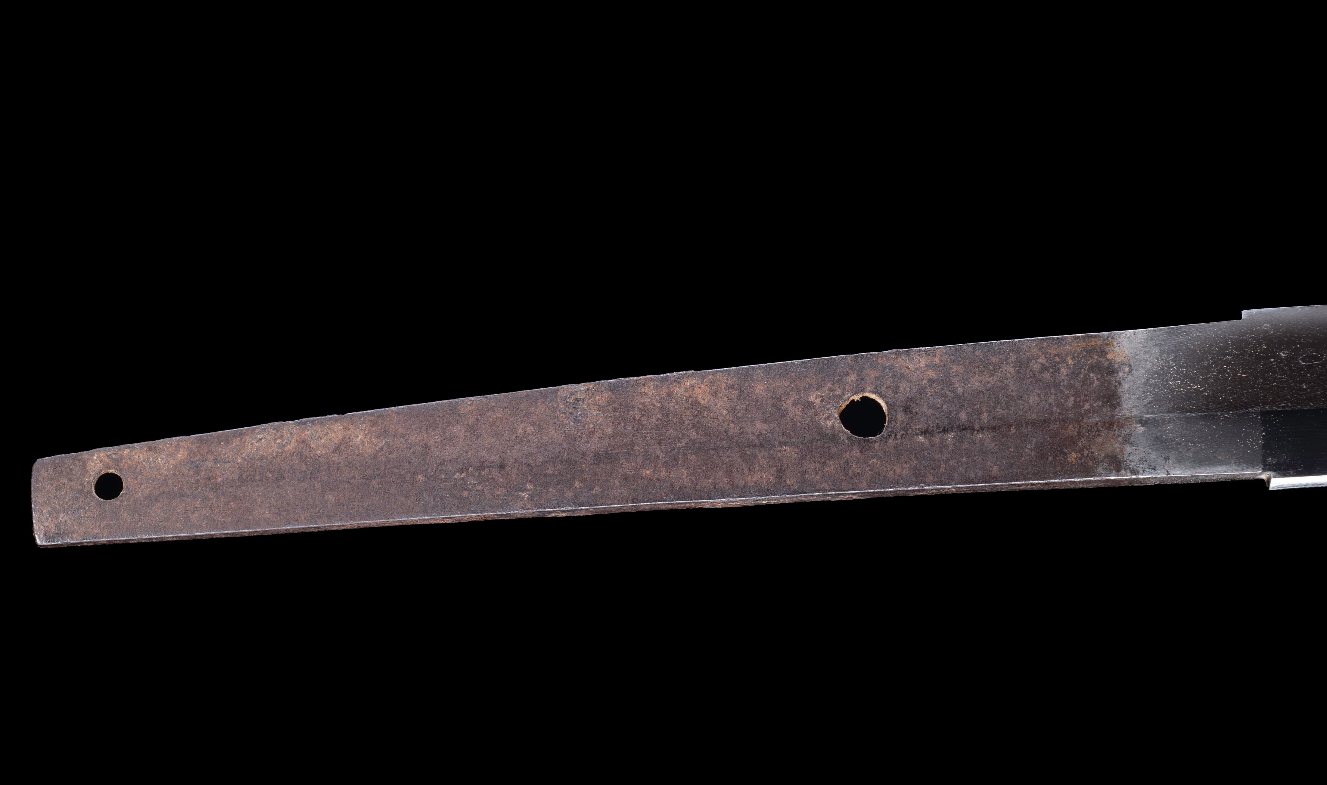 Antique Japanese Katana: Ubu Nakago, Hoso-Suguha, Genji Wheel Tsuba — 14 of 39