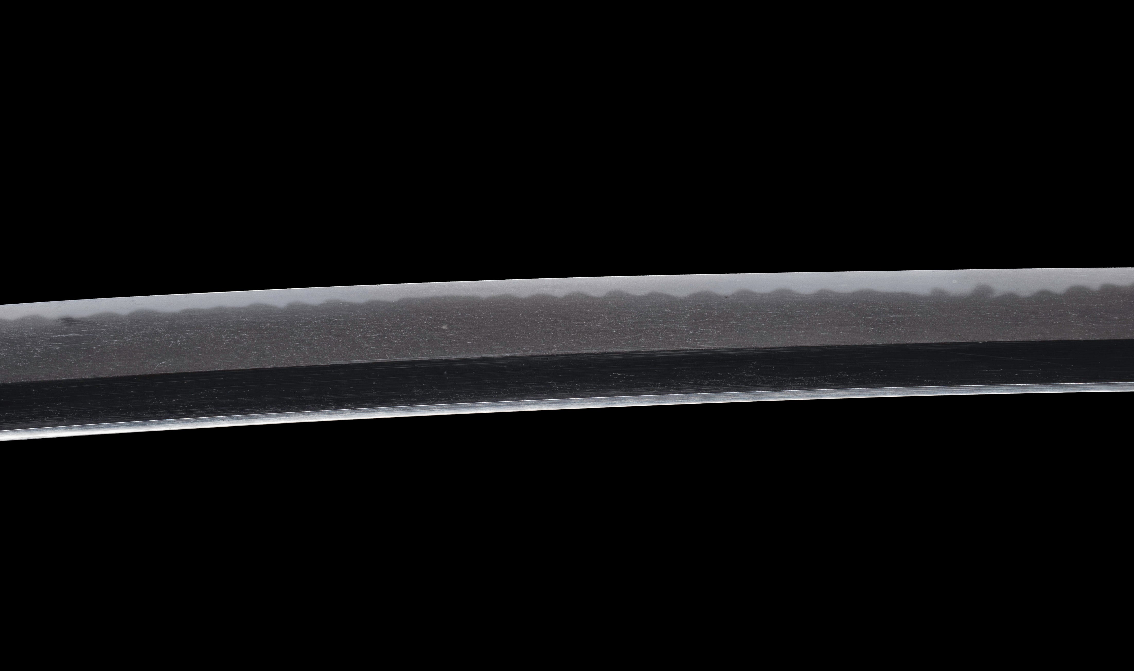 Antique Japanese Katana: Ubu Nakago, Hoso-Suguha, Genji Wheel Tsuba — 16 of 39