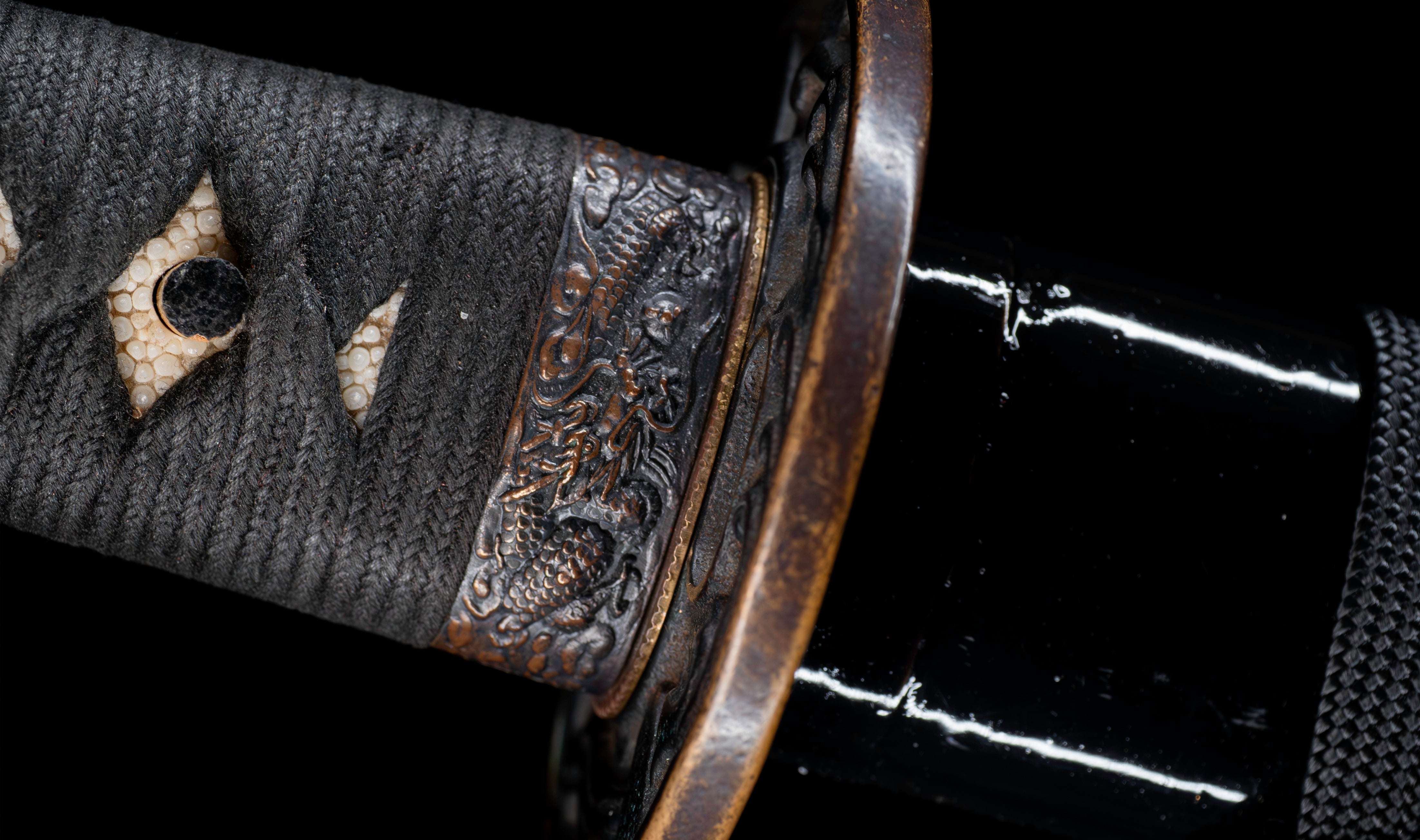 Antique Japanese Katana: Ubu Nakago, Hoso-Suguha, Genji Wheel Tsuba — 38 of 39