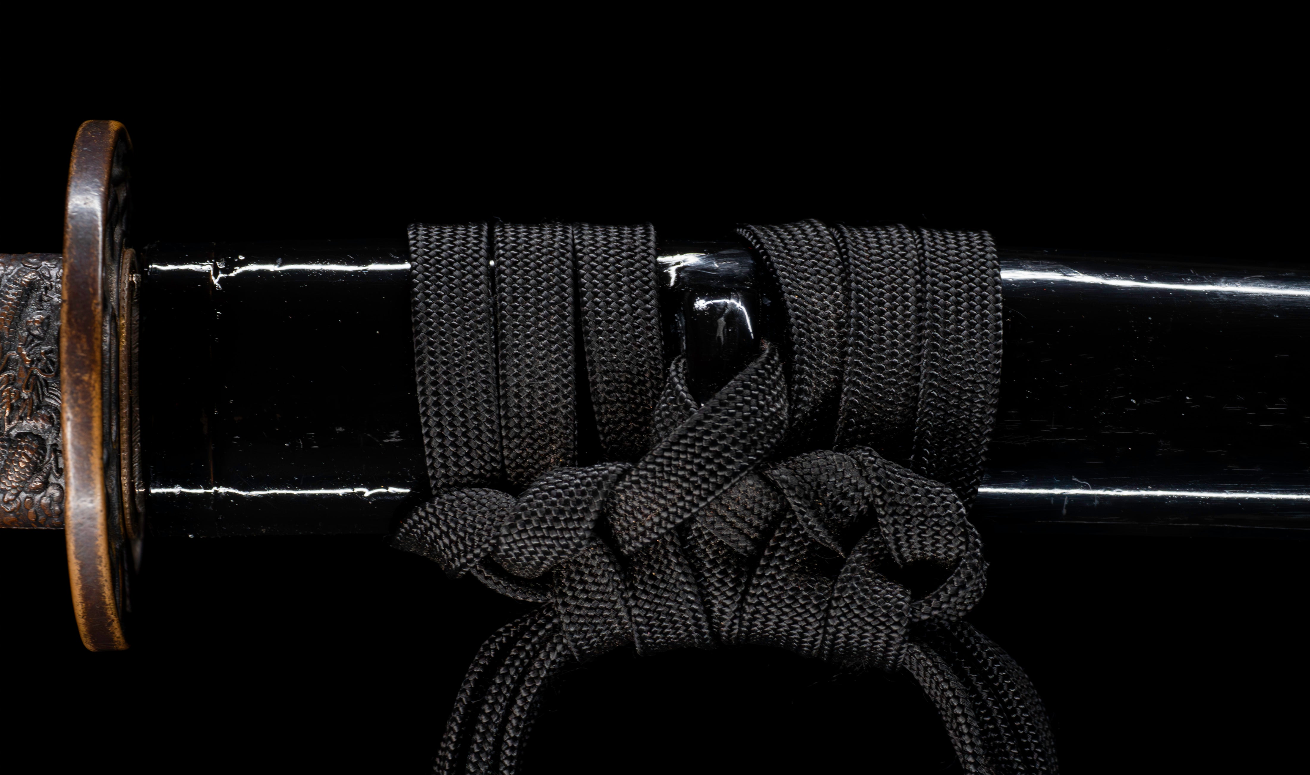 Antique Japanese Katana: Ubu Nakago, Hoso-Suguha, Genji Wheel Tsuba — 39 of 39