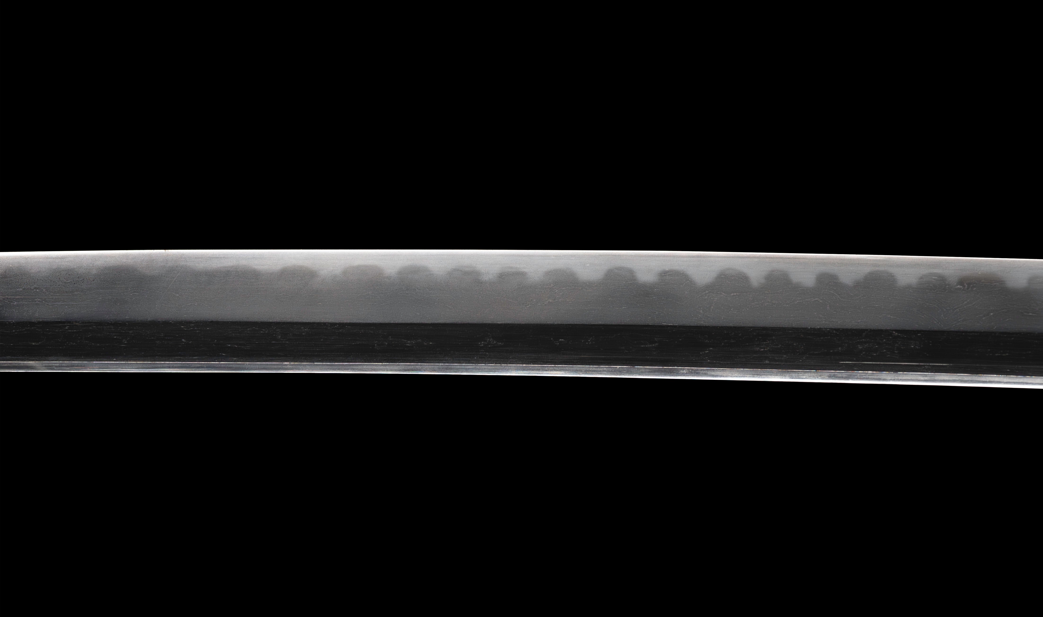 Antique Japanese Katana: Gunome Hamon, Higo Iron Fittings, Leather Tsukamaki — 10 of 41