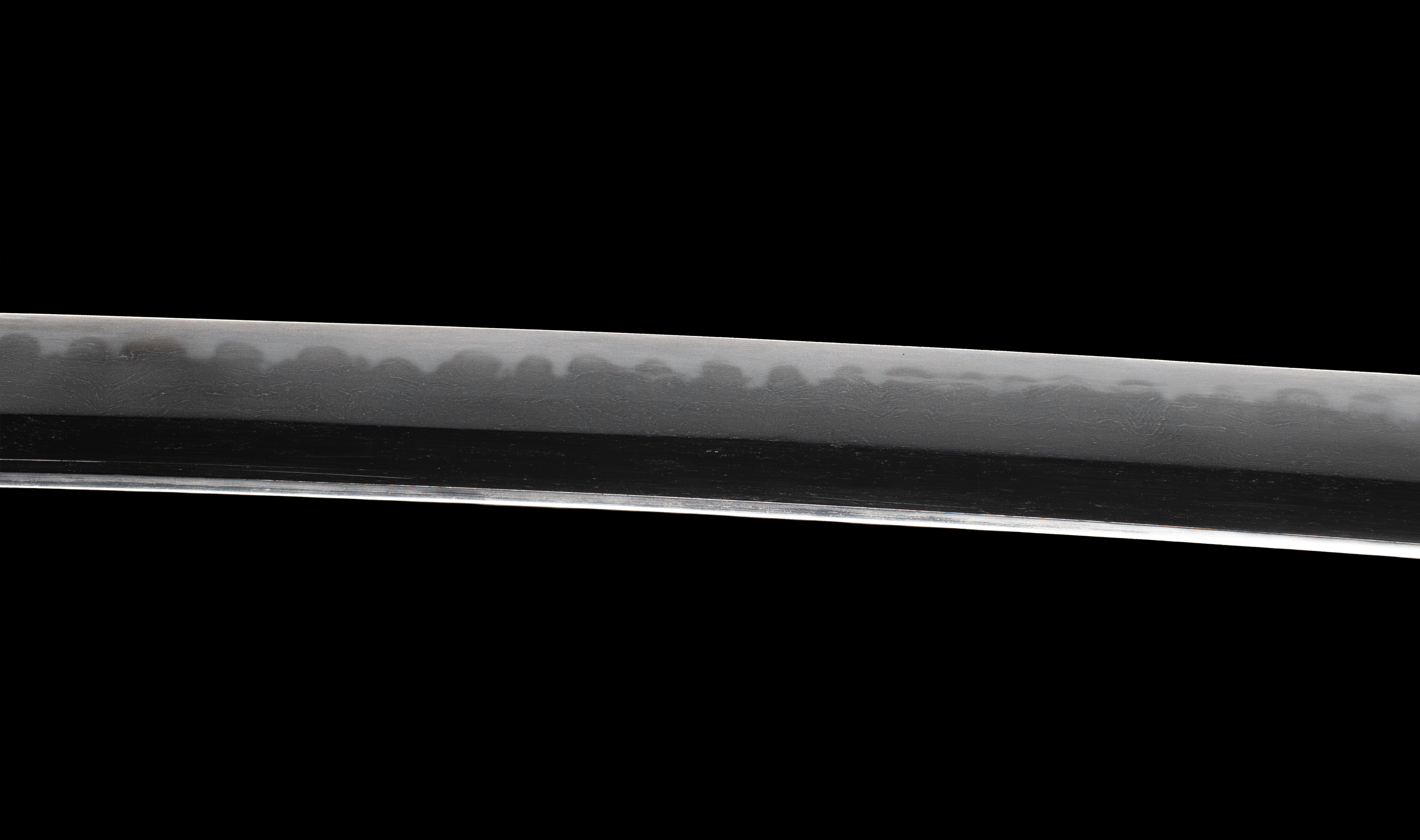 Antique Japanese Katana: Gunome Hamon, Higo Iron Fittings, Leather Tsukamaki — 11 of 41