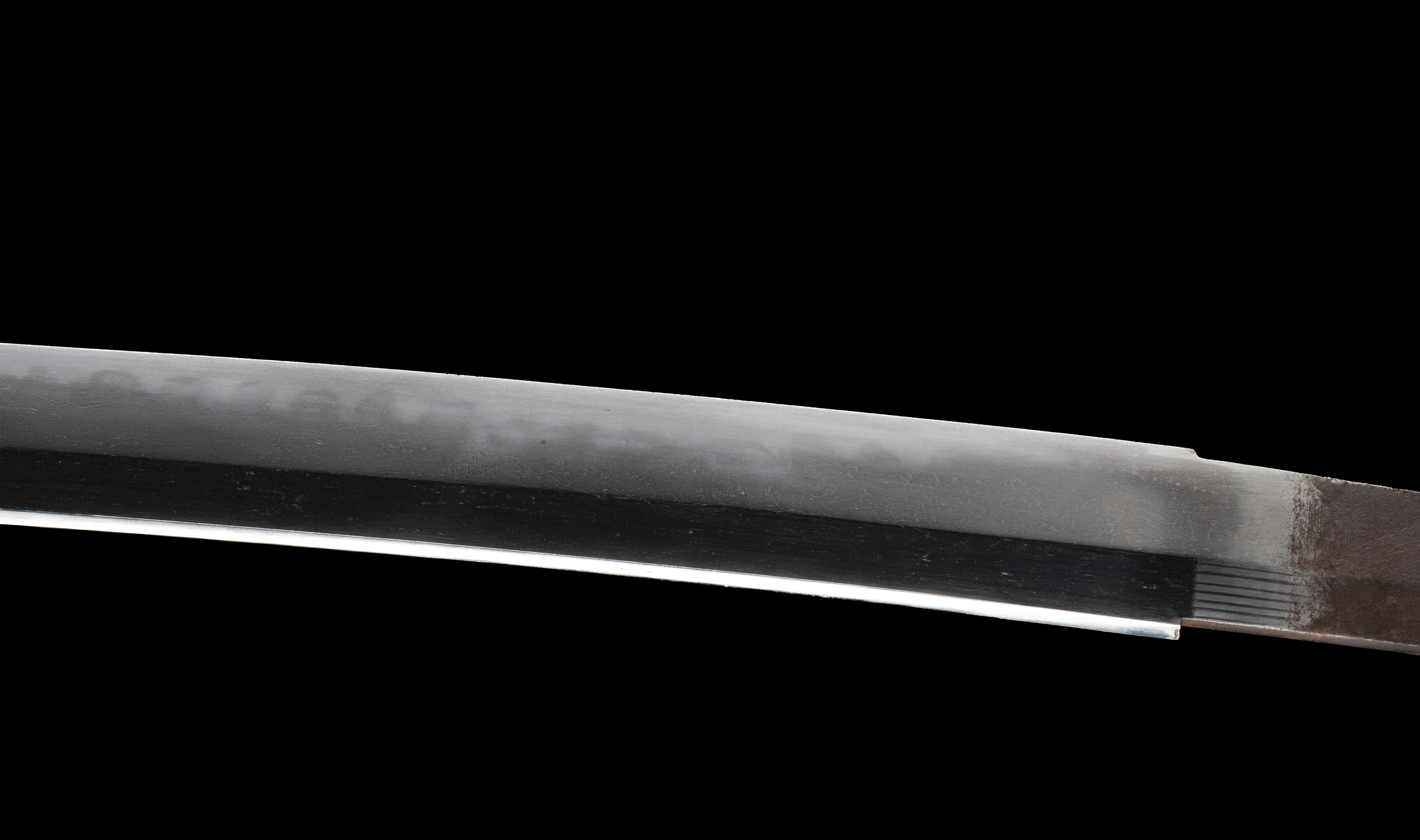 Antique Japanese Katana: Gunome Hamon, Higo Iron Fittings, Leather Tsukamaki — 12 of 41