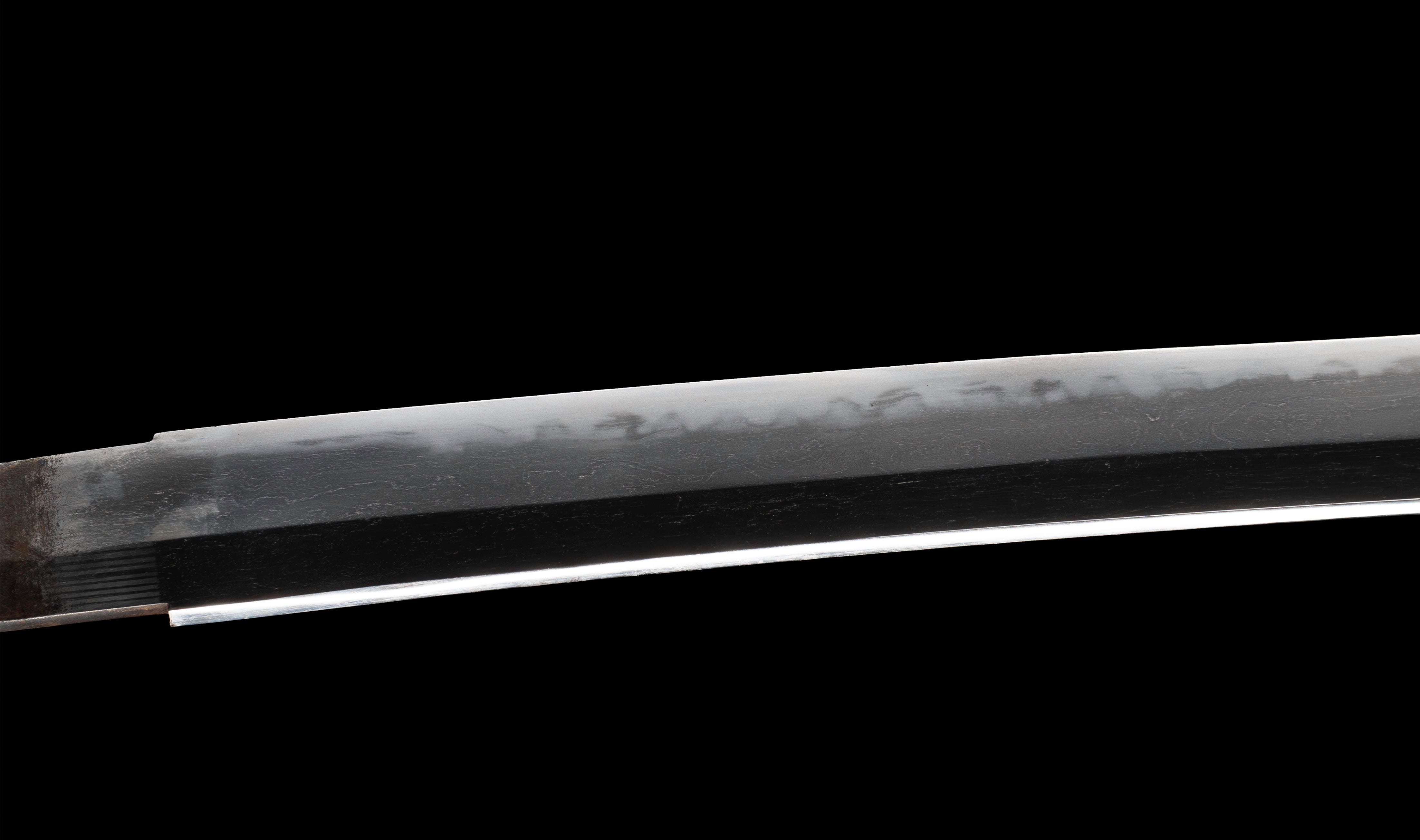 Antique Japanese Katana: Gunome Hamon, Higo Iron Fittings, Leather Tsukamaki — 15 of 41