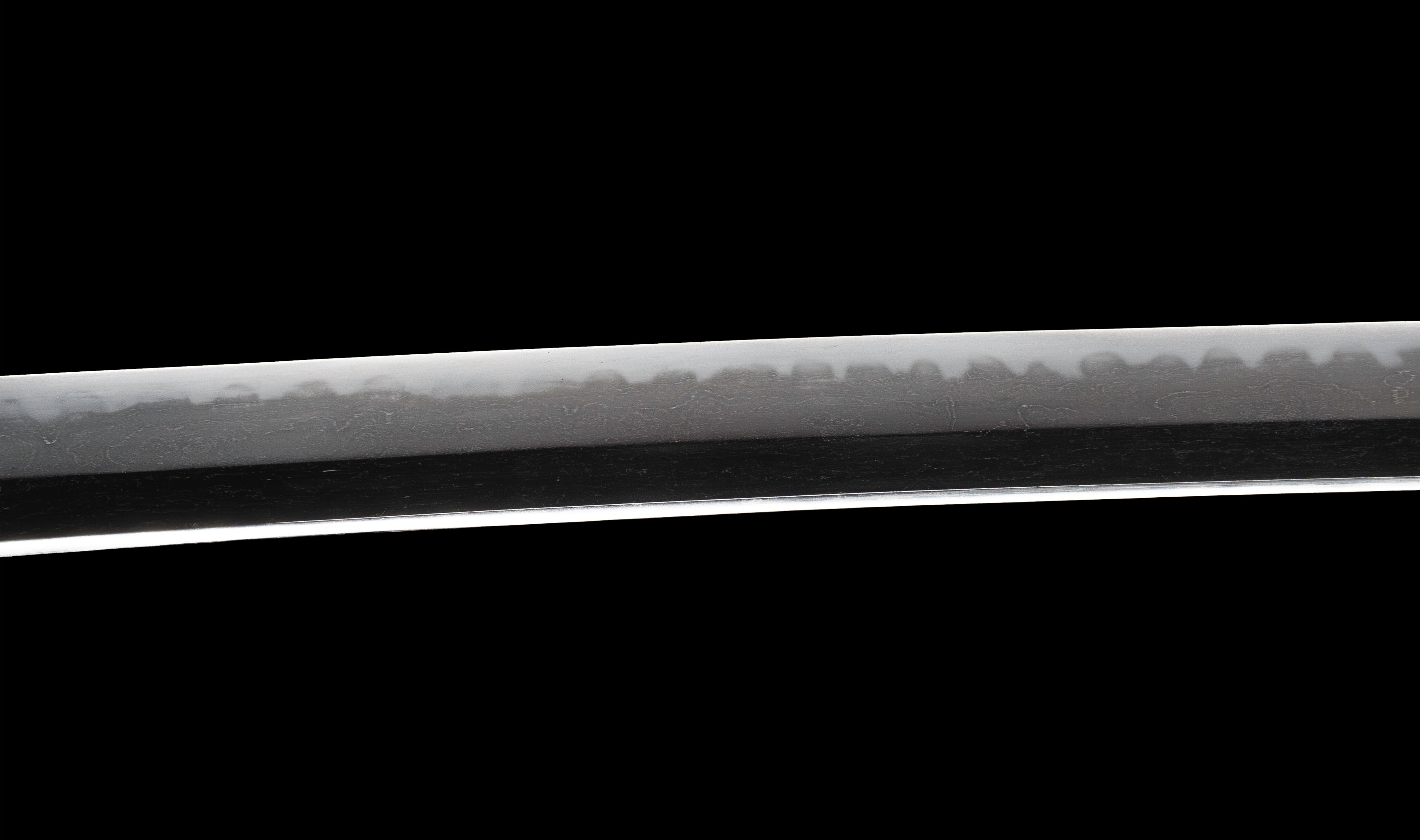 Antique Japanese Katana: Gunome Hamon, Higo Iron Fittings, Leather Tsukamaki — 16 of 41