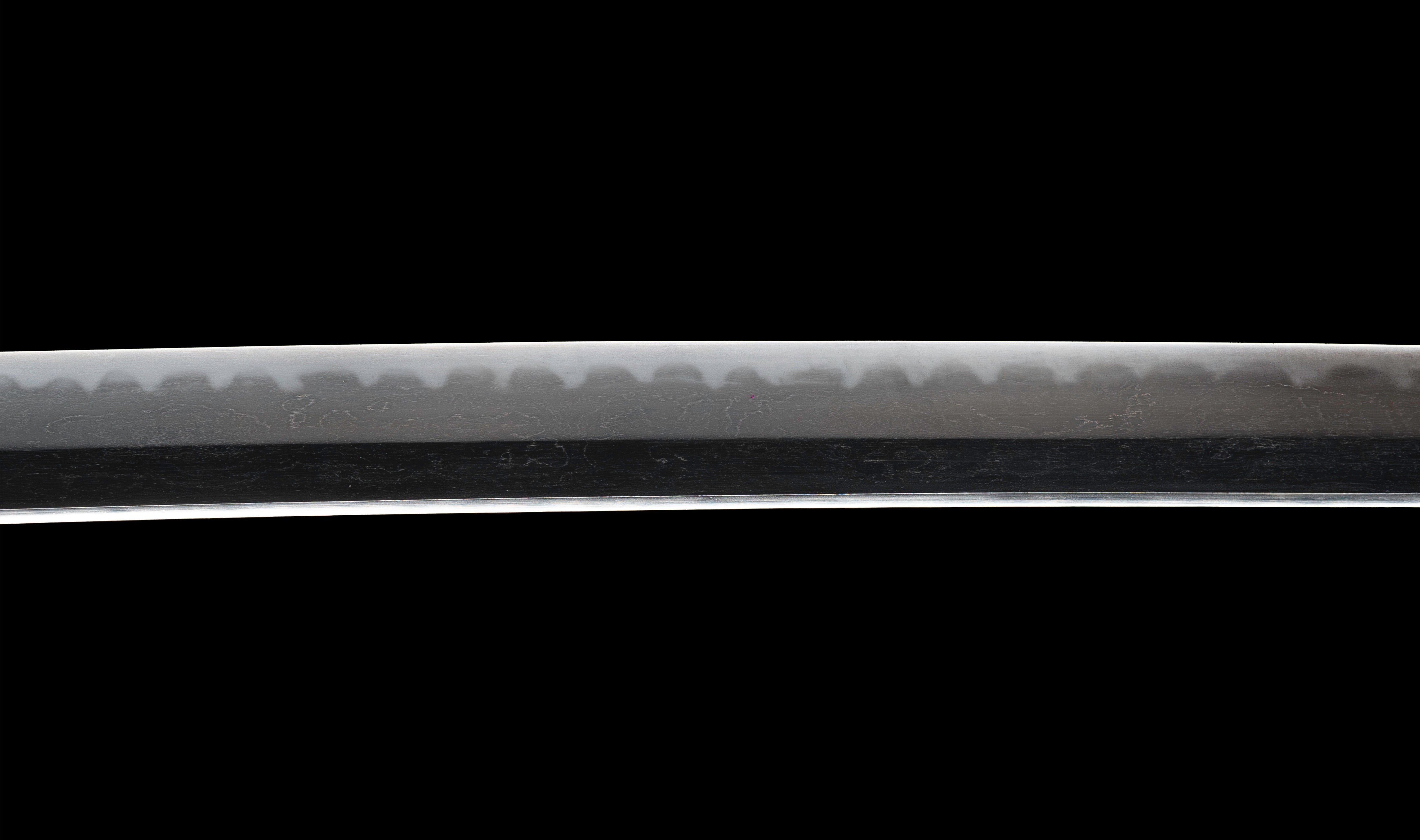 Antique Japanese Katana: Gunome Hamon, Higo Iron Fittings, Leather Tsukamaki — 17 of 41