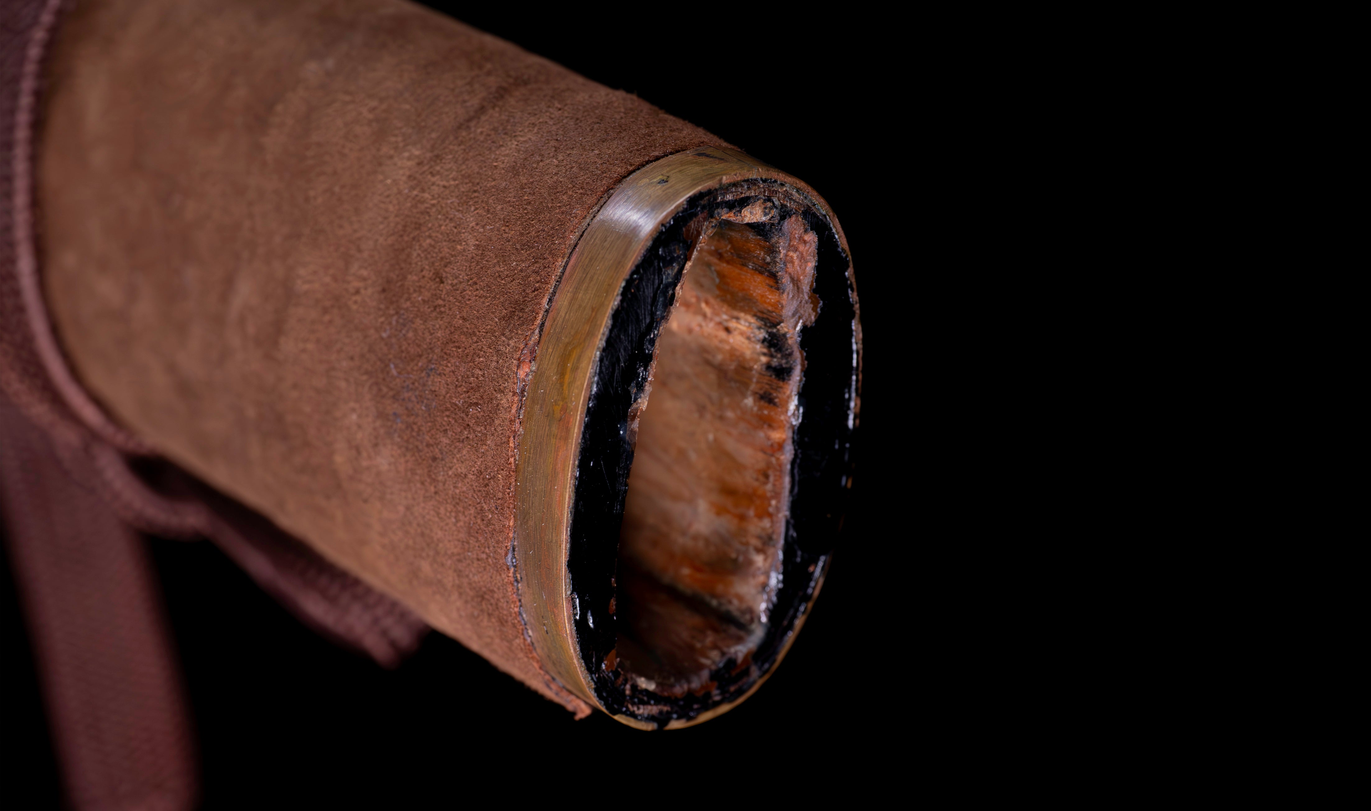 Antique Japanese Katana: Gunome Hamon, Higo Iron Fittings, Leather Tsukamaki — 24 of 41