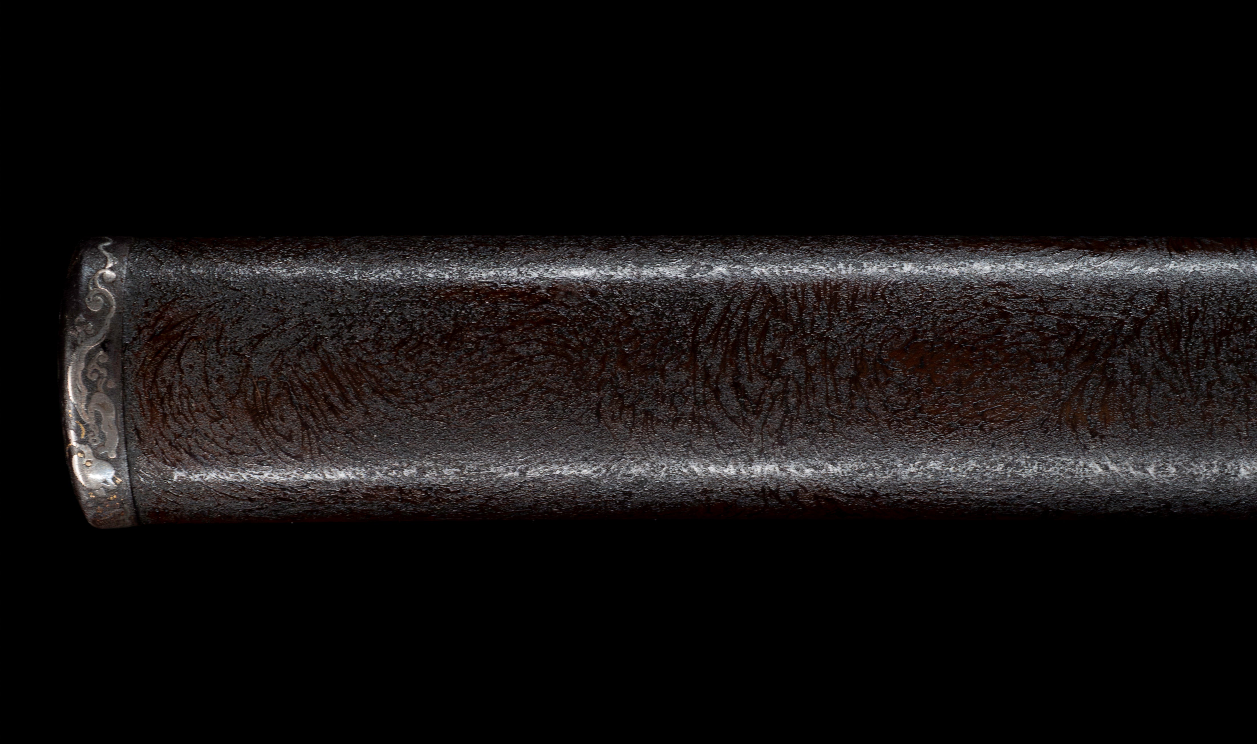 Antique Japanese Katana: Gunome Hamon, Higo Iron Fittings, Leather Tsukamaki — 31 of 41