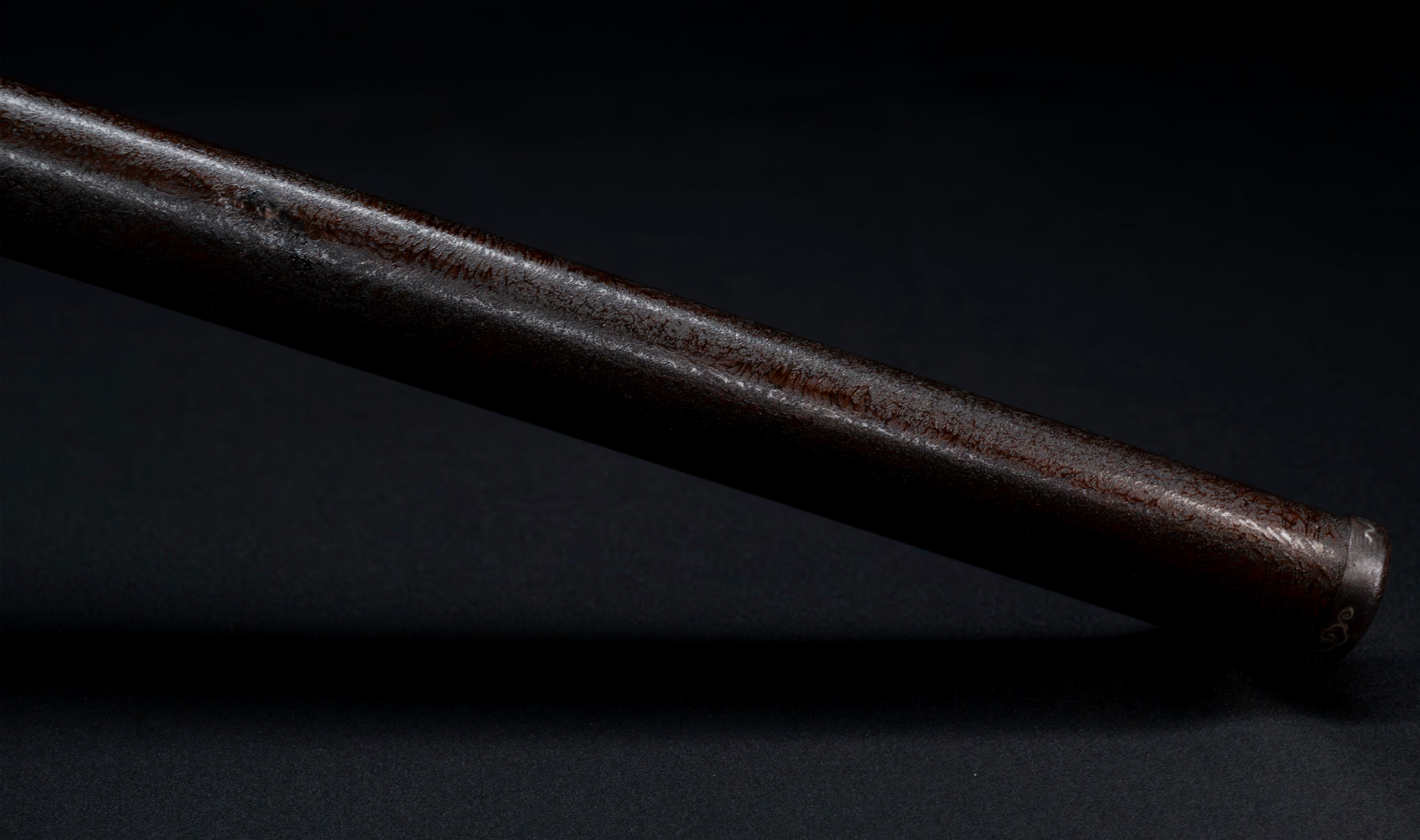 Antique Japanese Katana: Gunome Hamon, Higo Iron Fittings, Leather Tsukamaki — 32 of 41