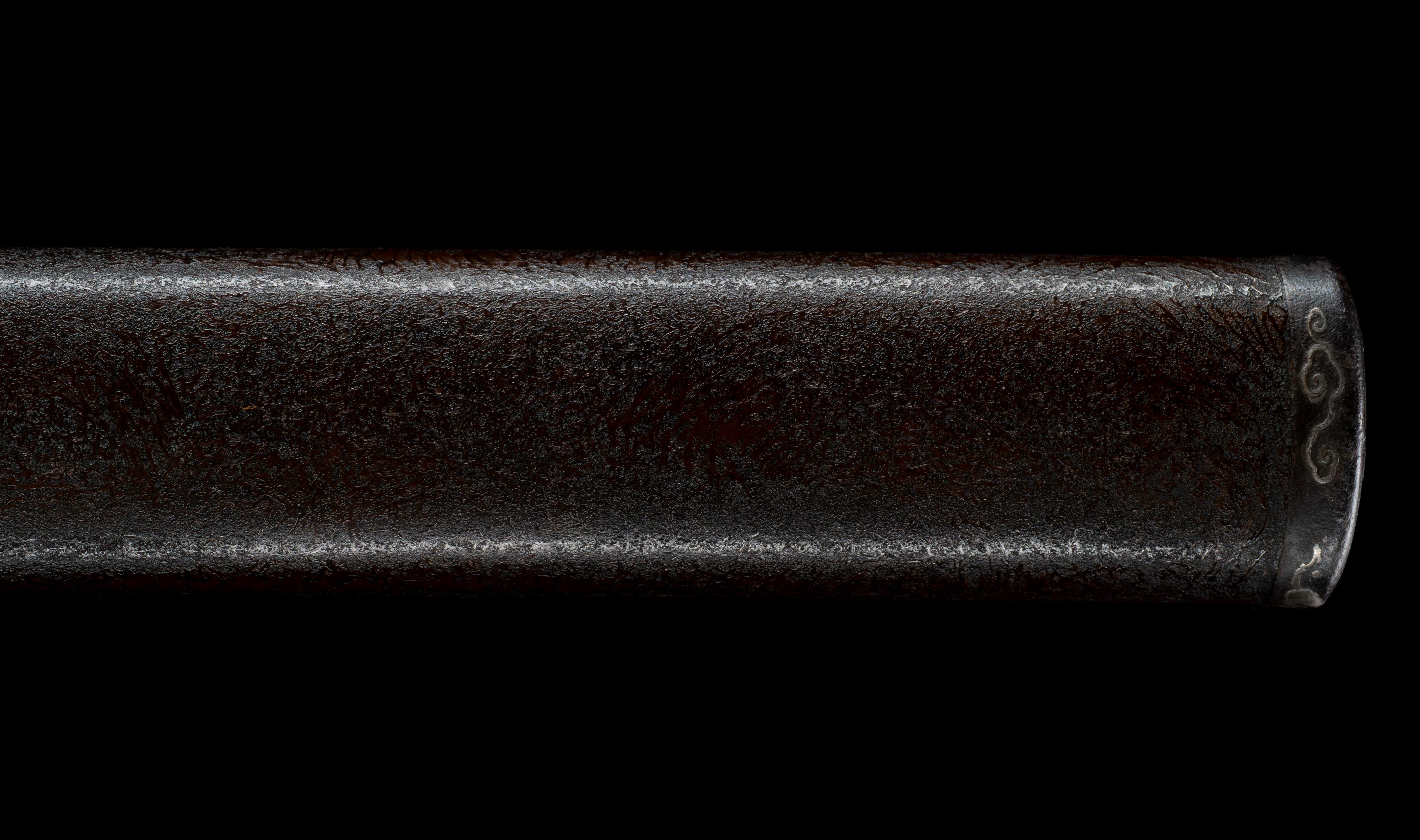 Antique Japanese Katana: Gunome Hamon, Higo Iron Fittings, Leather Tsukamaki — 39 of 41