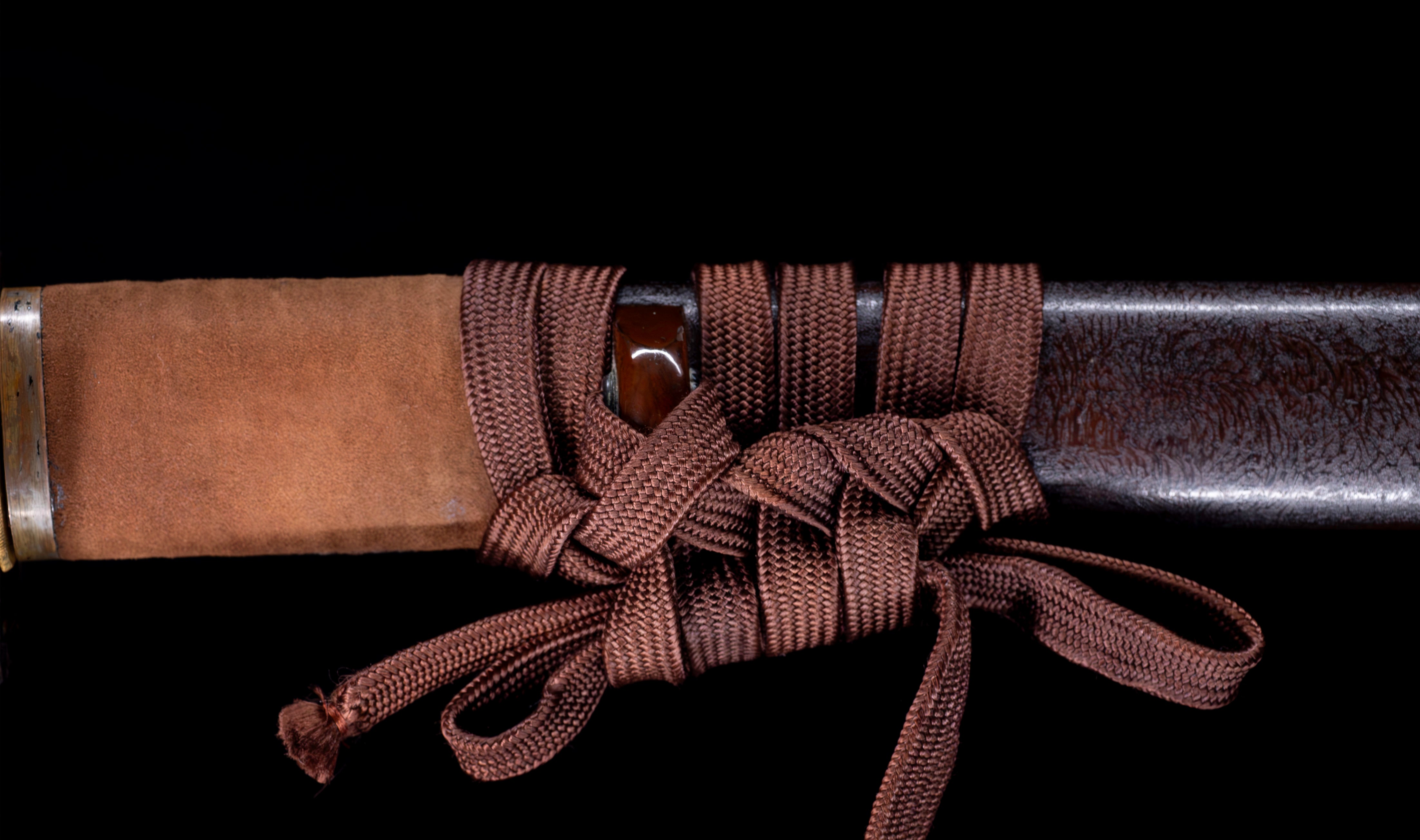 Antique Japanese Katana: Gunome Hamon, Higo Iron Fittings, Leather Tsukamaki — 41 of 41