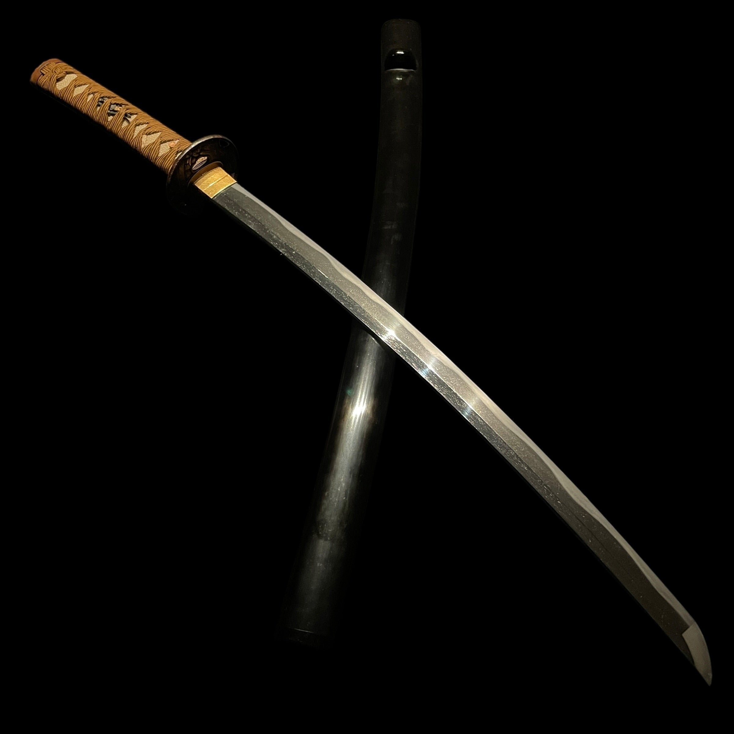 時代物 黒塗木刀 鉄地鍔　脇差　全長約76cm 現状 脇差 Soten Tsuba 宗典鍔 Wakizashi… | 日本刀ウォッチ