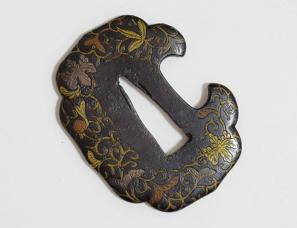 Tsuba: Paulownia and Arabesque Design, Mumei (Yoshirō) — 8 of 12