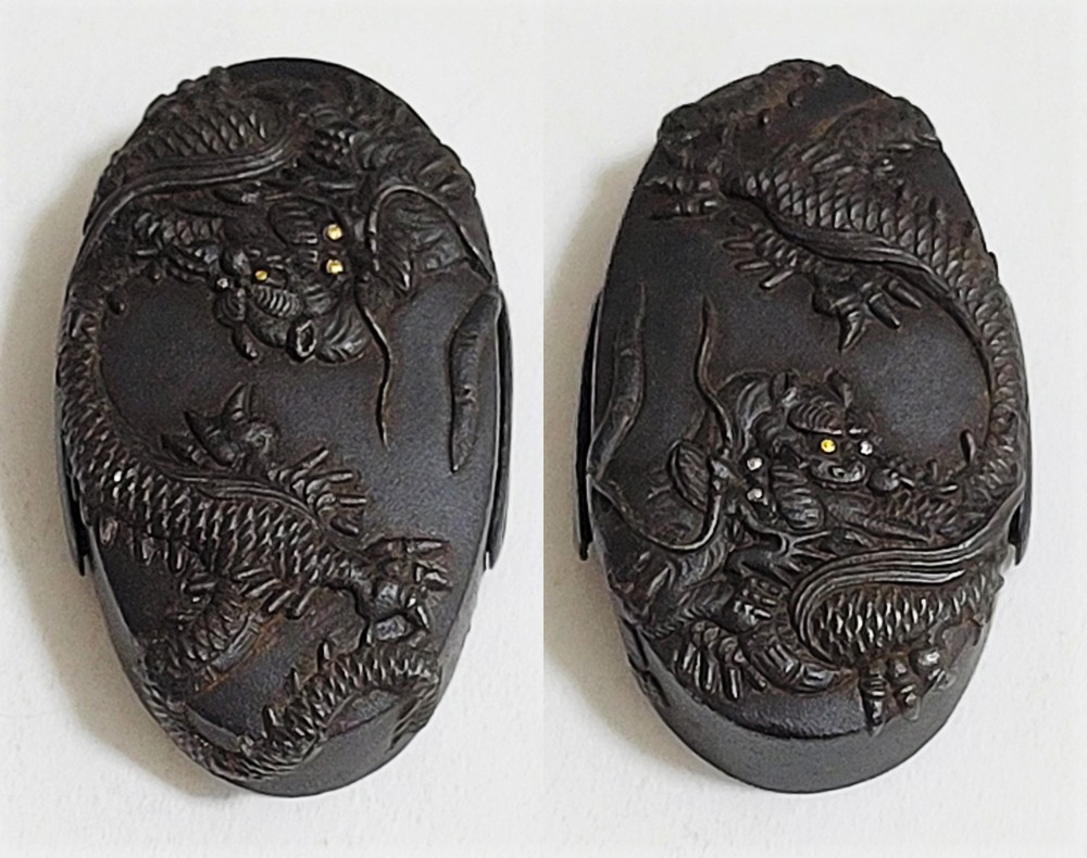 Fuchi-Kashira: Dragon and Tiger Design — 8 of 19