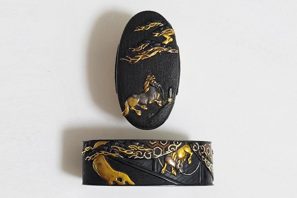 Fuchi-Kashira: Tied Horse Design — 1 of 16