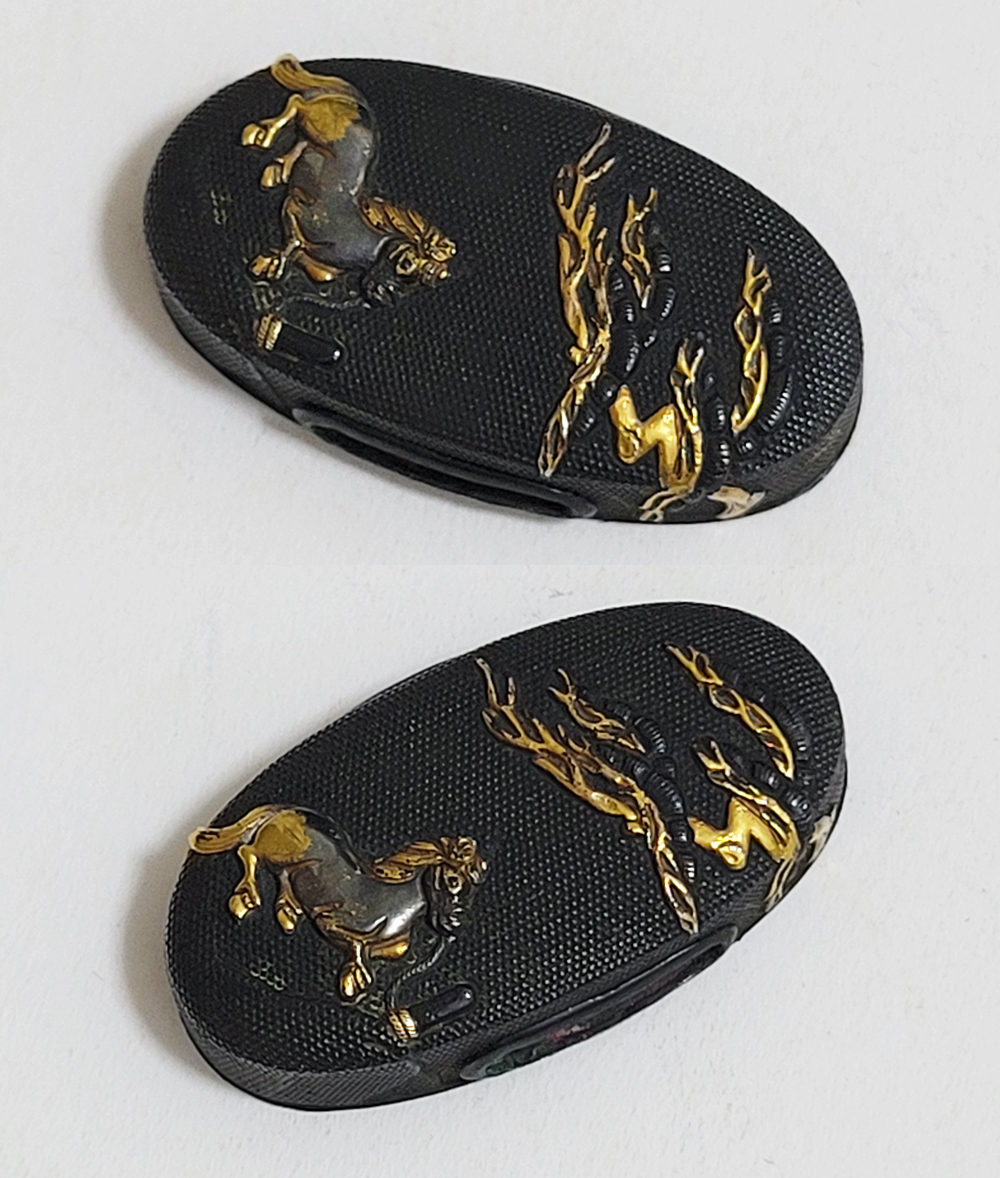Fuchi-Kashira: Tied Horse Design — 6 of 16