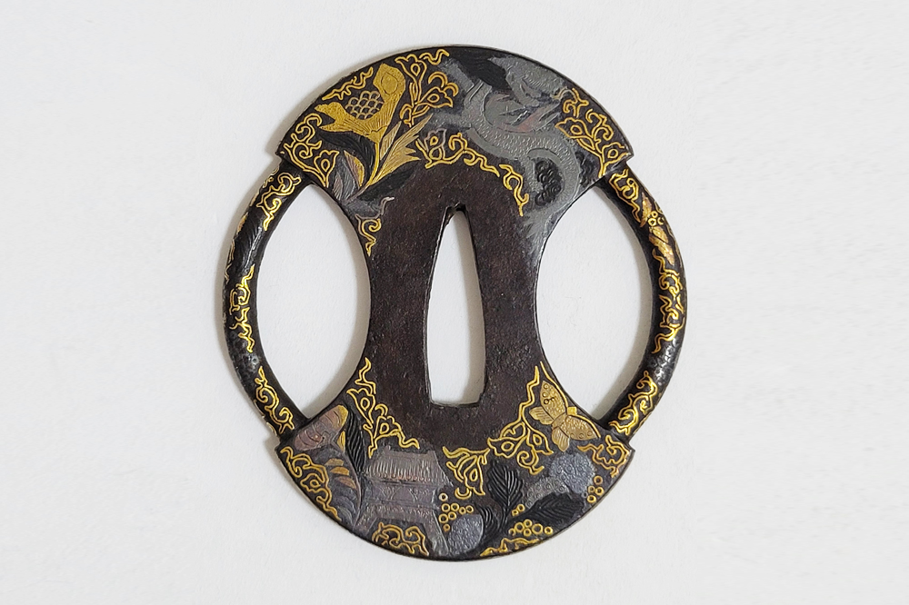 Tsuba: Mythical Beasts Design, Iron Fundo-gata, Gold and Silver Nunome-Zogan — 2 of 17