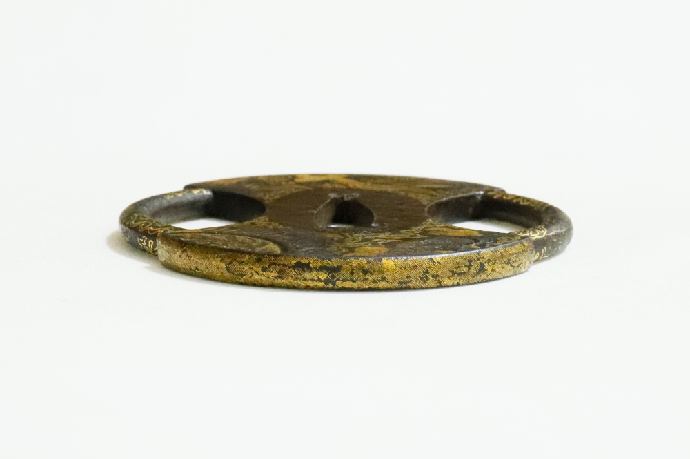 Tsuba: Mythical Beasts Design, Iron Fundo-gata, Gold and Silver Nunome-Zogan — 3 of 17