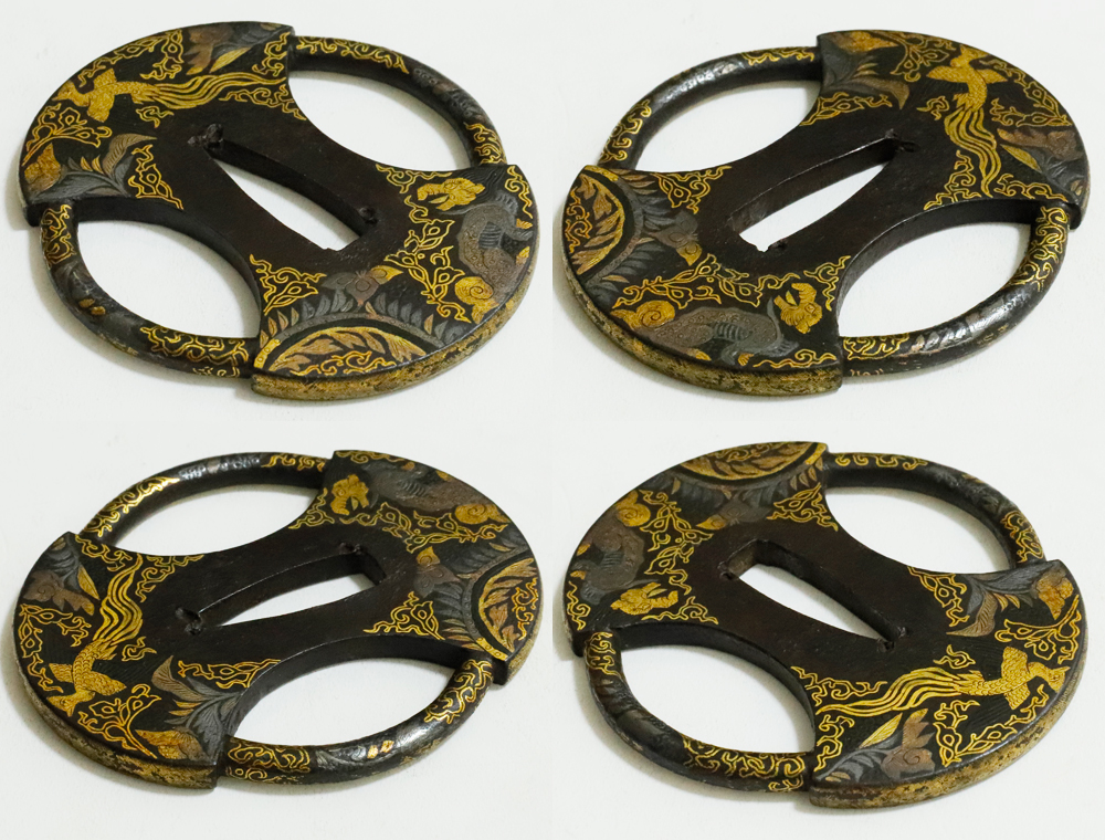 Tsuba: Mythical Beasts Design, Iron Fundo-gata, Gold and Silver Nunome-Zogan — 5 of 17
