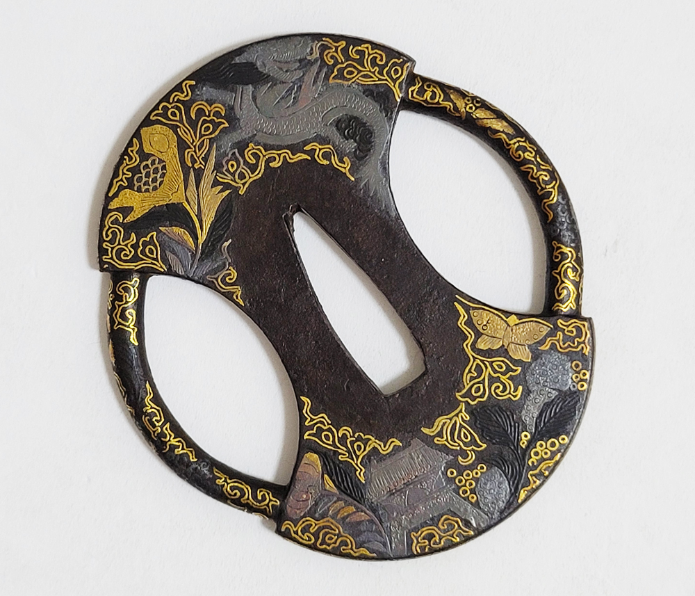 Tsuba: Mythical Beasts Design, Iron Fundo-gata, Gold and Silver Nunome-Zogan — 6 of 17