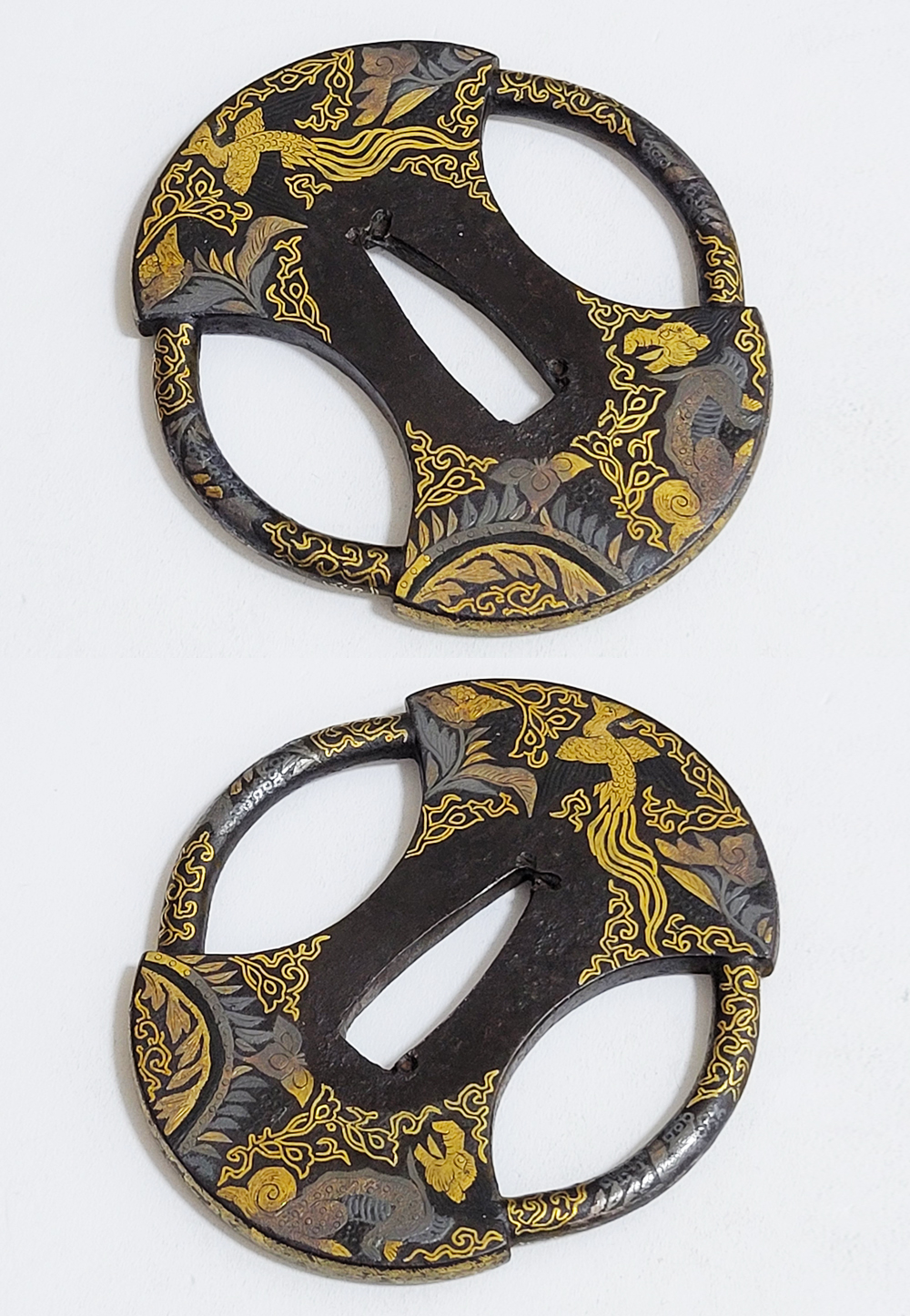 Tsuba: Mythical Beasts Design, Iron Fundo-gata, Gold and Silver Nunome-Zogan — 8 of 17