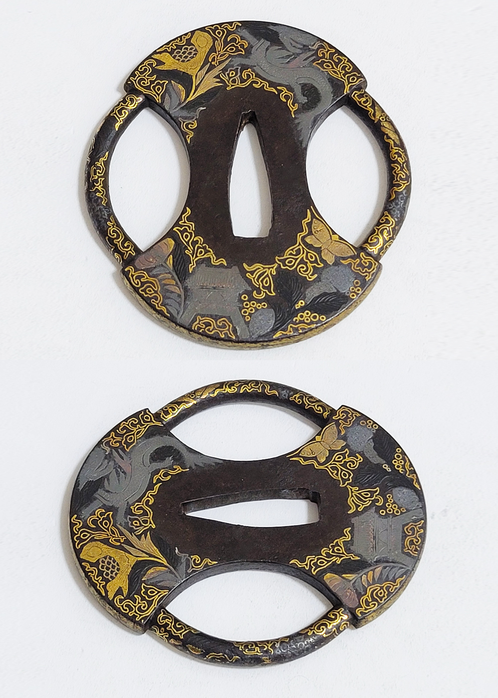 Tsuba: Mythical Beasts Design, Iron Fundo-gata, Gold and Silver Nunome-Zogan — 13 of 17