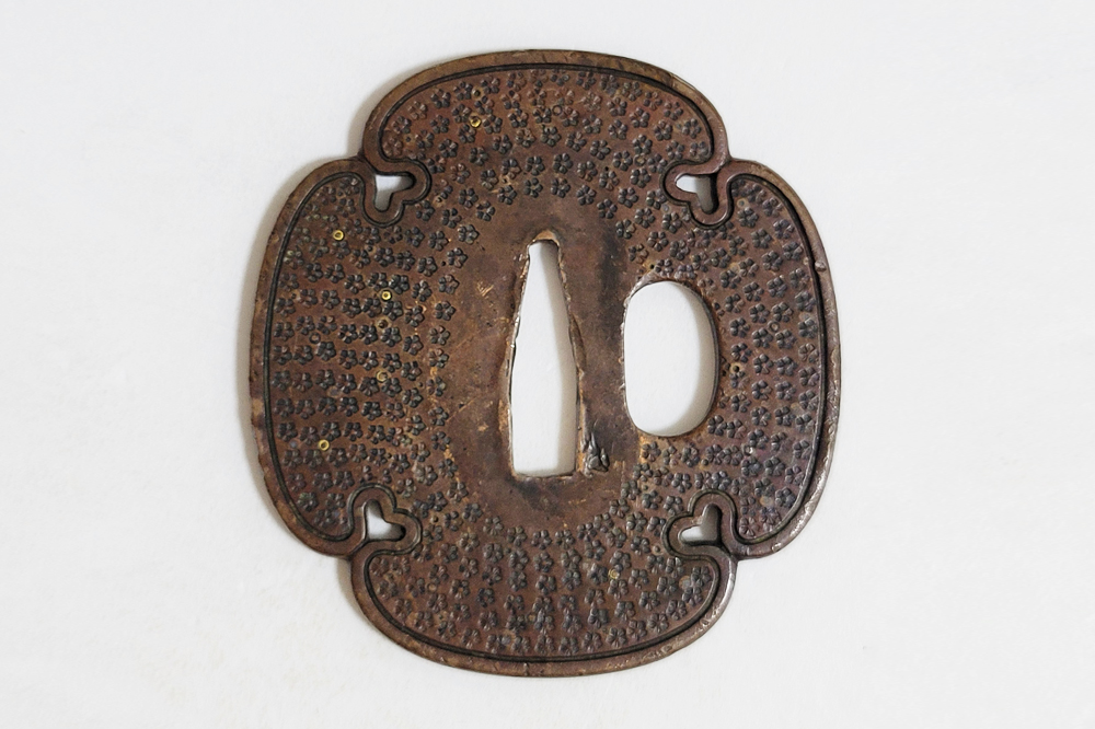Tsuba: Small Flower Pattern, Mumei (Shonai) — 2 of 11