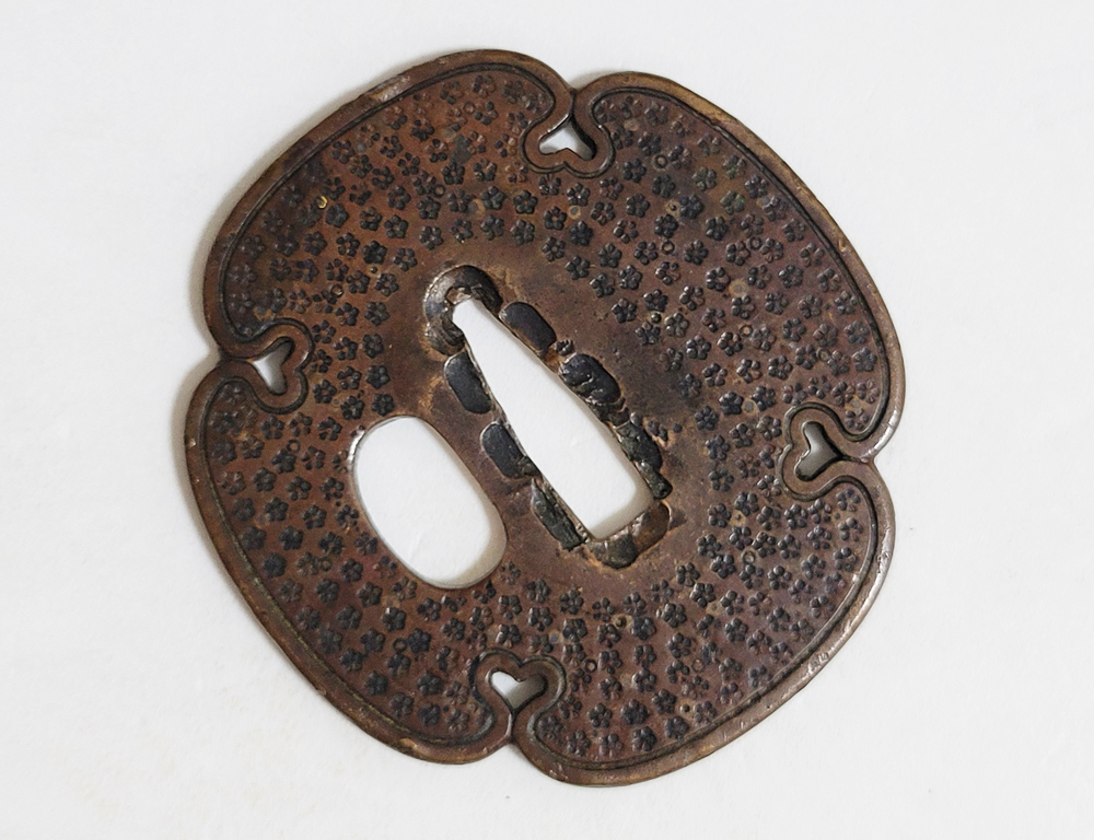 Tsuba: Small Flower Pattern, Mumei (Shonai) — 4 of 11