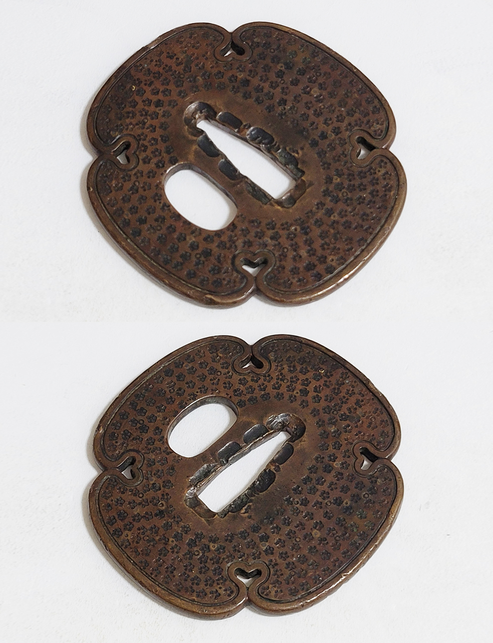 Tsuba: Small Flower Pattern, Mumei (Shonai) — 5 of 11