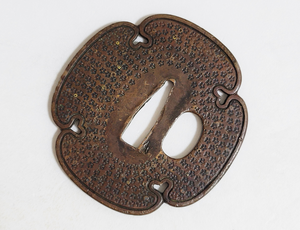 Tsuba: Small Flower Pattern, Mumei (Shonai) — 7 of 11