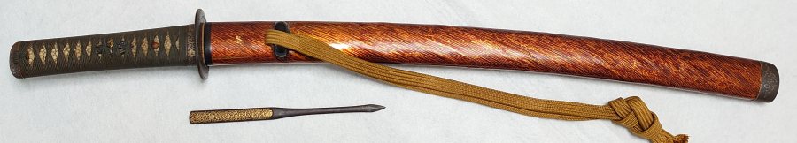 Gold-Brown Lacquered Scabbard Uchigatana Wakizashi Koshirae — 2 of 6