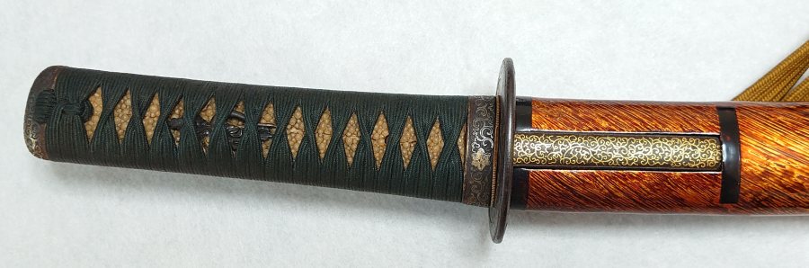 Gold-Brown Lacquered Scabbard Uchigatana Wakizashi Koshirae — 5 of 6