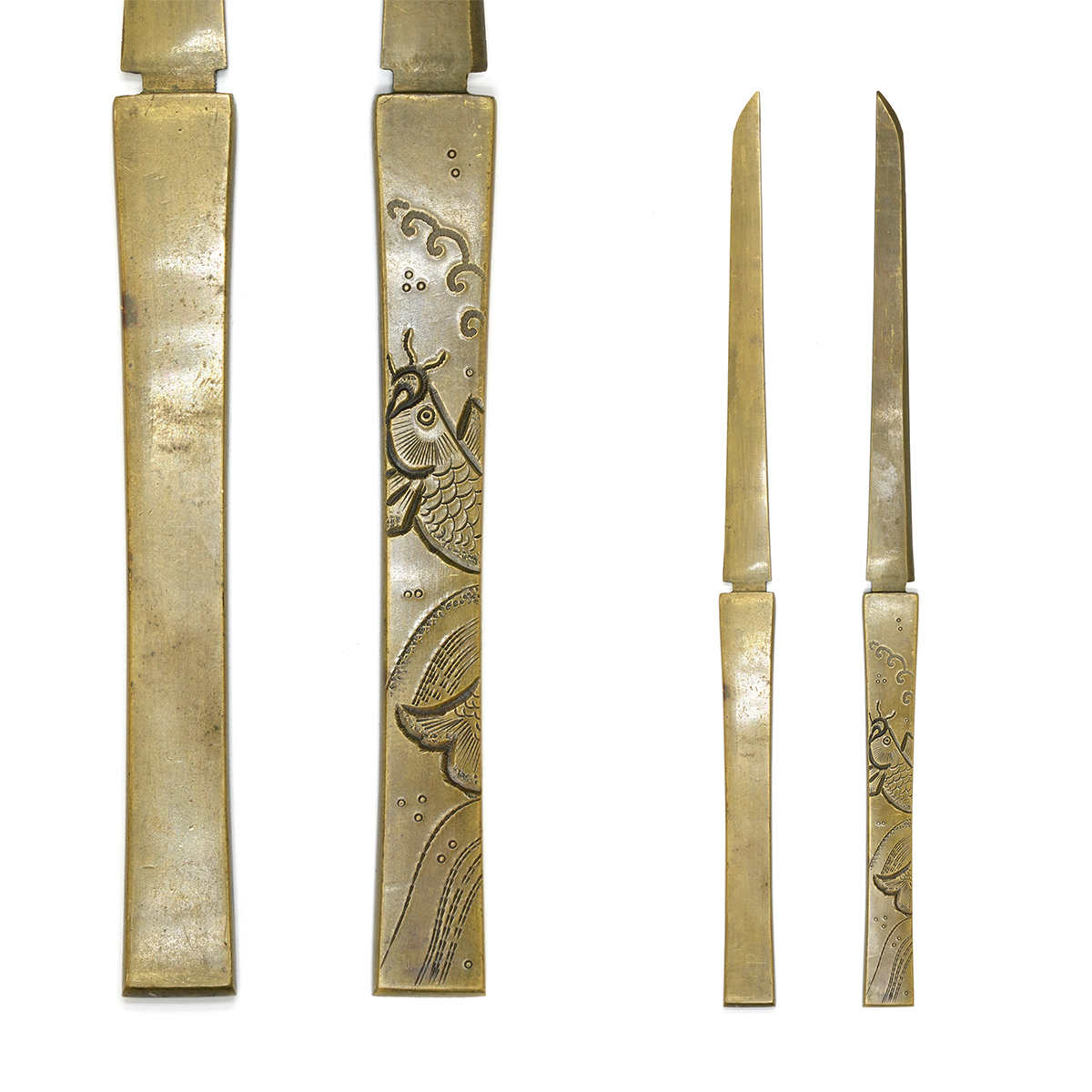 Kozuka with Carp Climbing Waterfall Design, Mumei - 16-210 — 1 of 4