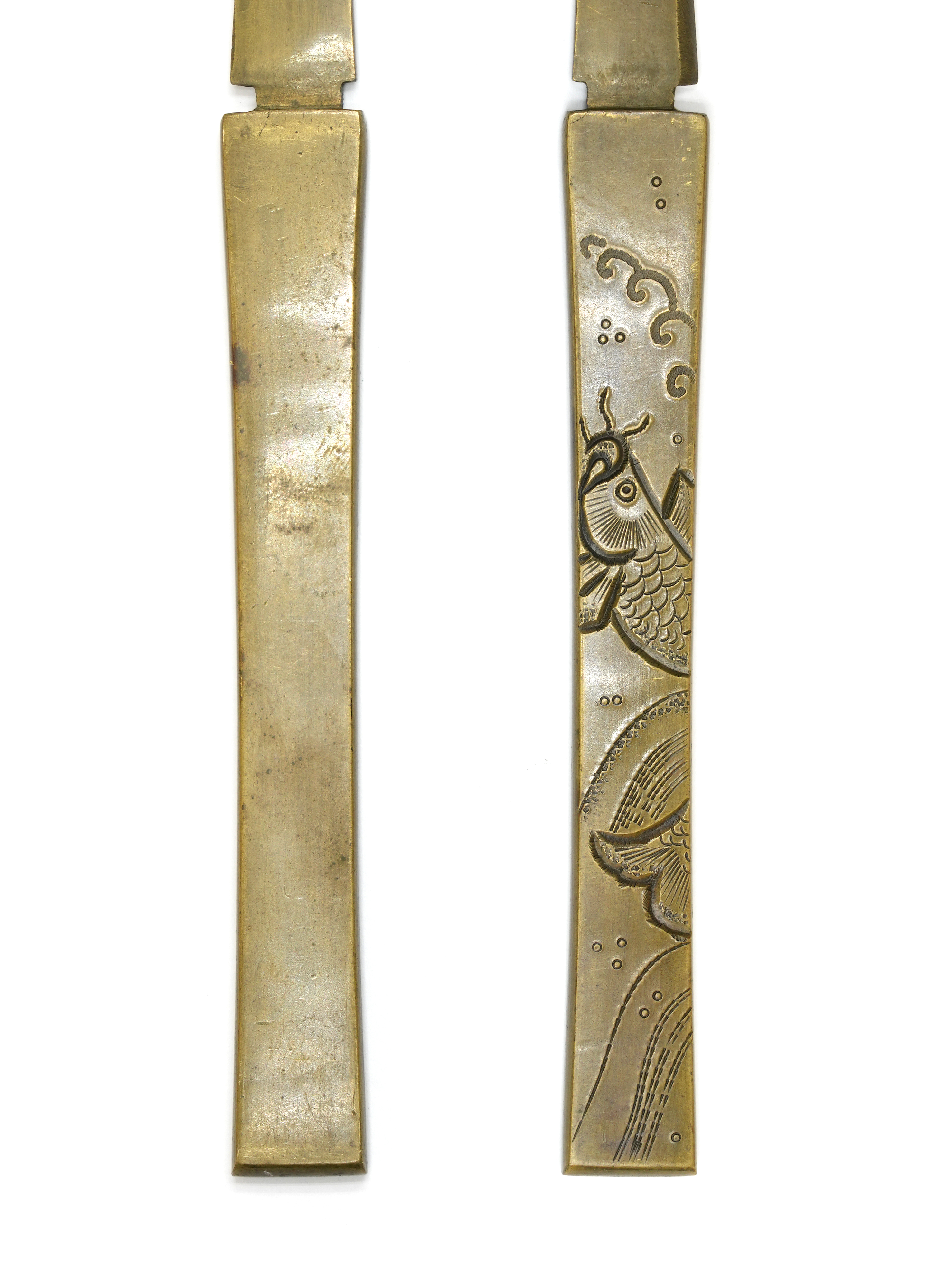 Kozuka with Carp Climbing Waterfall Design, Mumei - 16-210 — 3 of 4