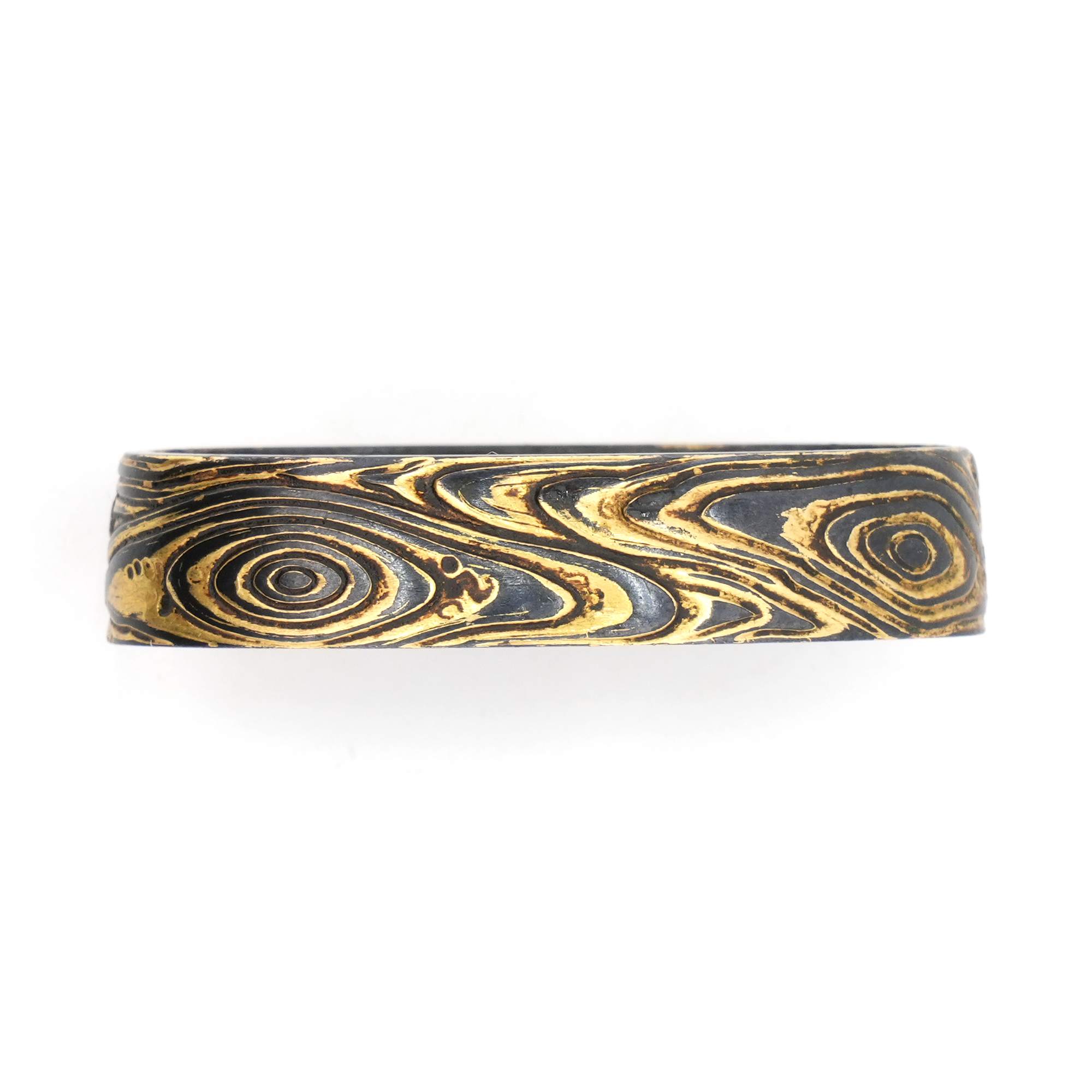 Fuchi-Kashira with Wood Grain Design, Mumei — 5 of 9