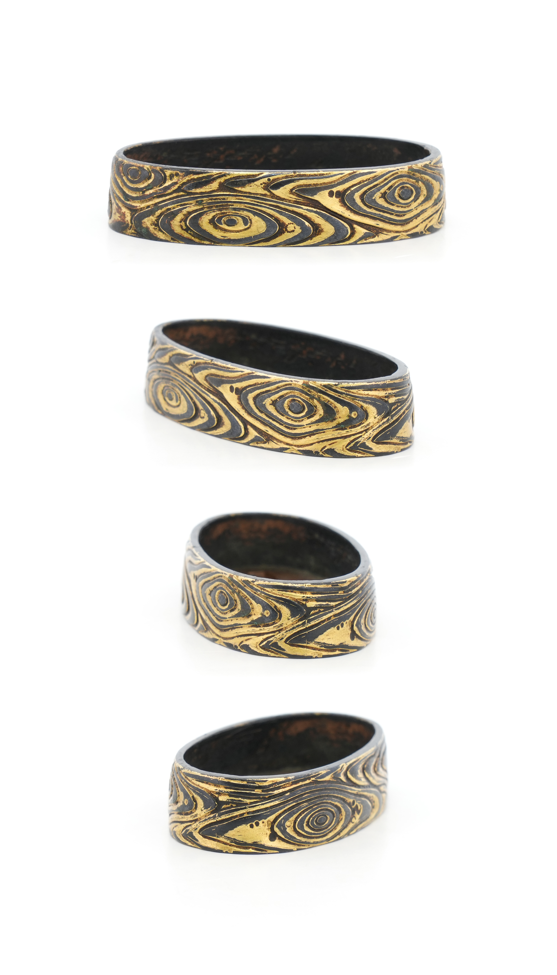 Fuchi-Kashira with Wood Grain Design, Mumei — 9 of 9