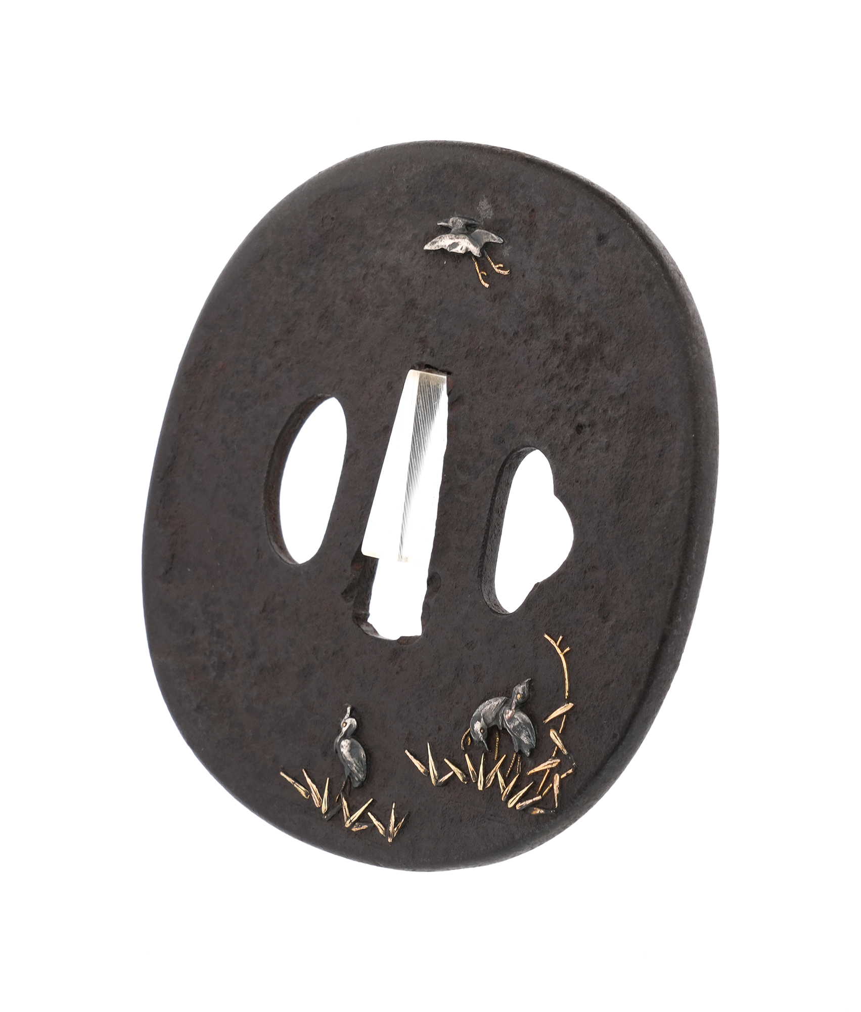 Tsuba: Ashibe Gunrozu (Reeds and Egrets) - Mumei — 5 of 10