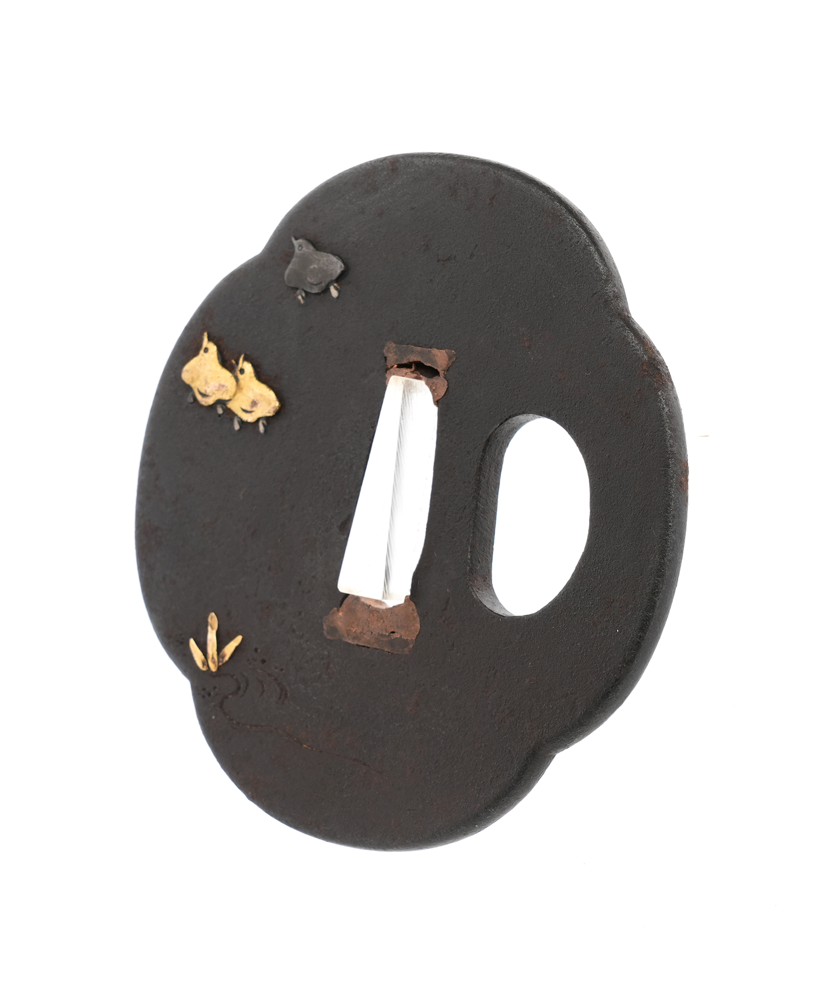 Tsuba: Flowing Water and Plovers Design, Mumei — 7 of 10