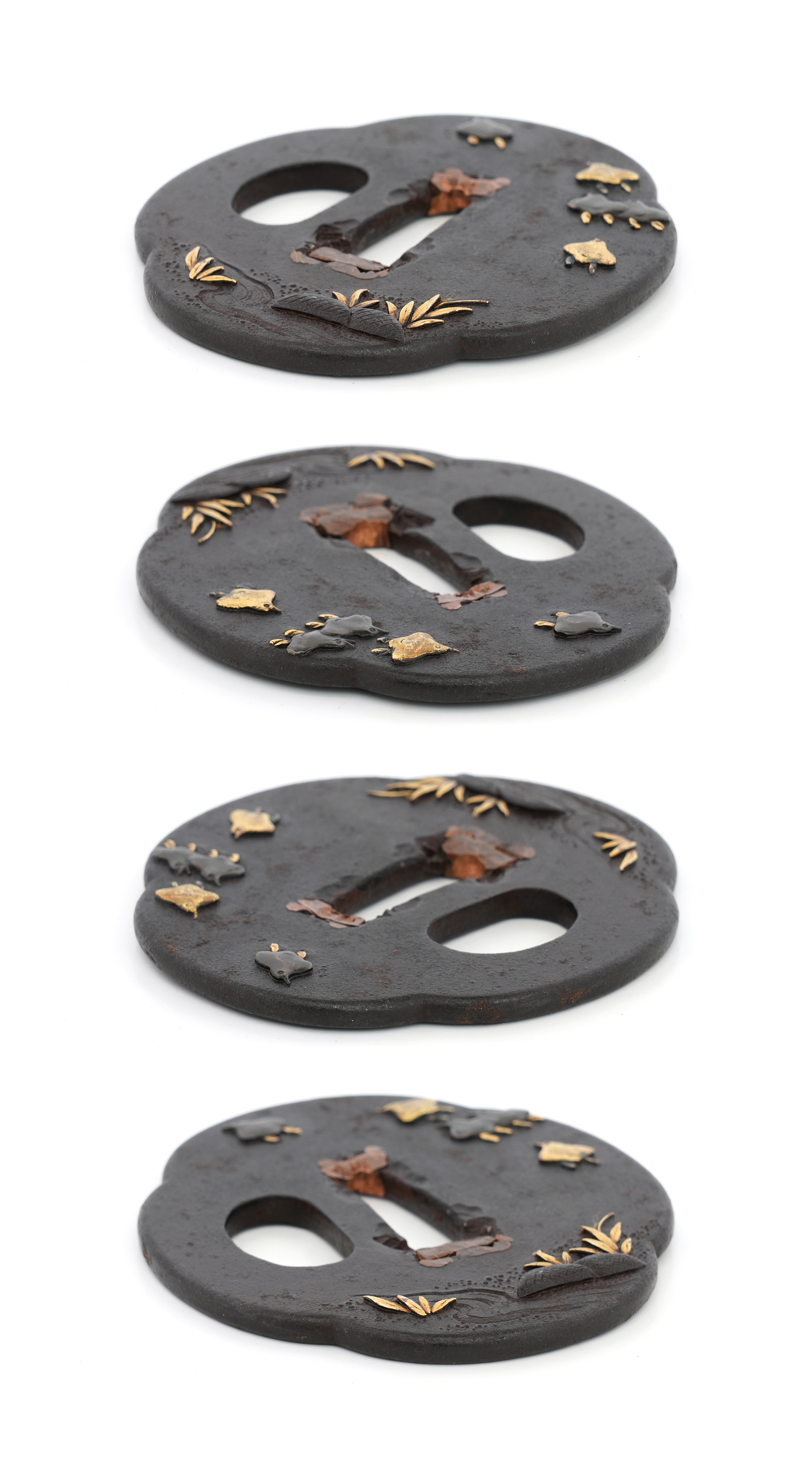 Tsuba: Flowing Water and Plovers Design, Mumei — 9 of 10