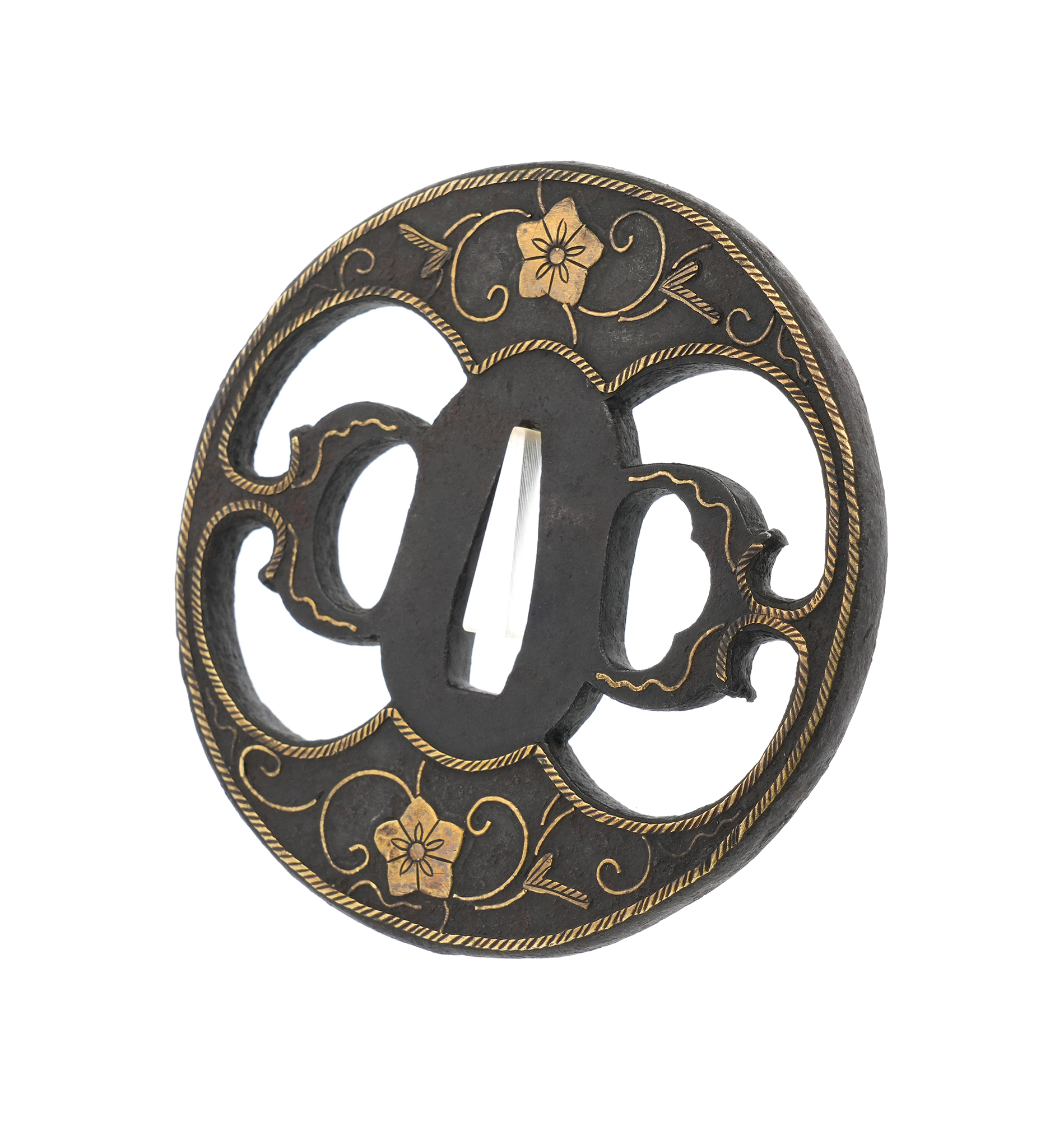 Tsuba: Iron Clematis and Warabite Openwork - Mumei (Heianjo) — 5 of 10