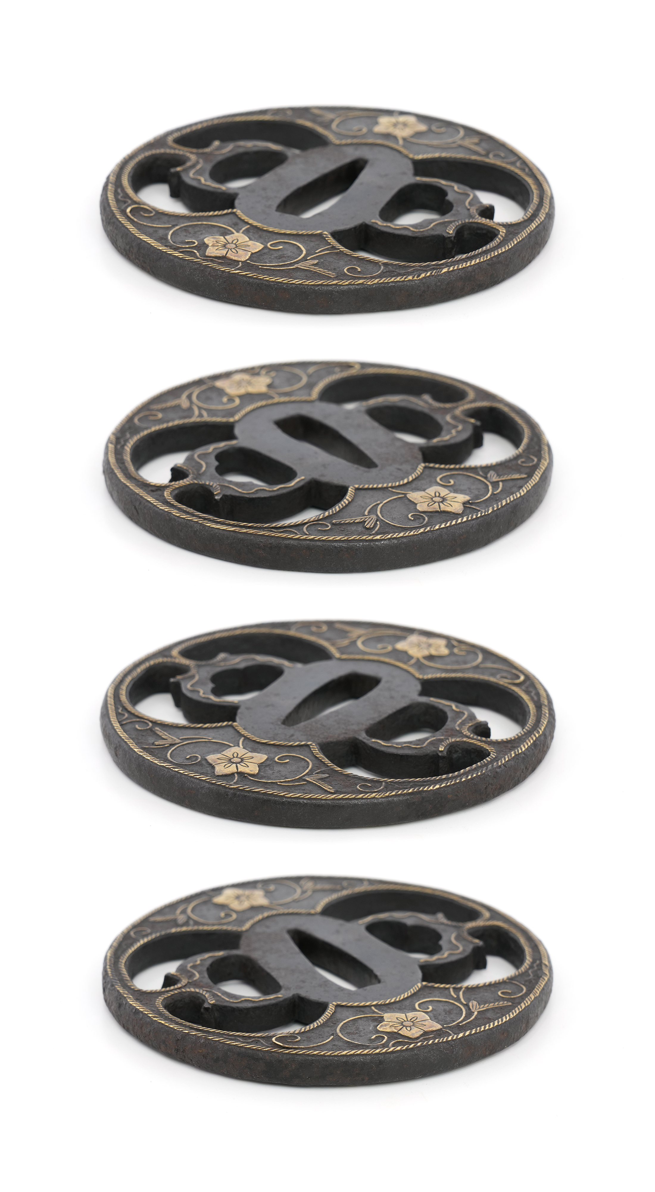 Tsuba: Iron Clematis and Warabite Openwork - Mumei (Heianjo) — 9 of 10