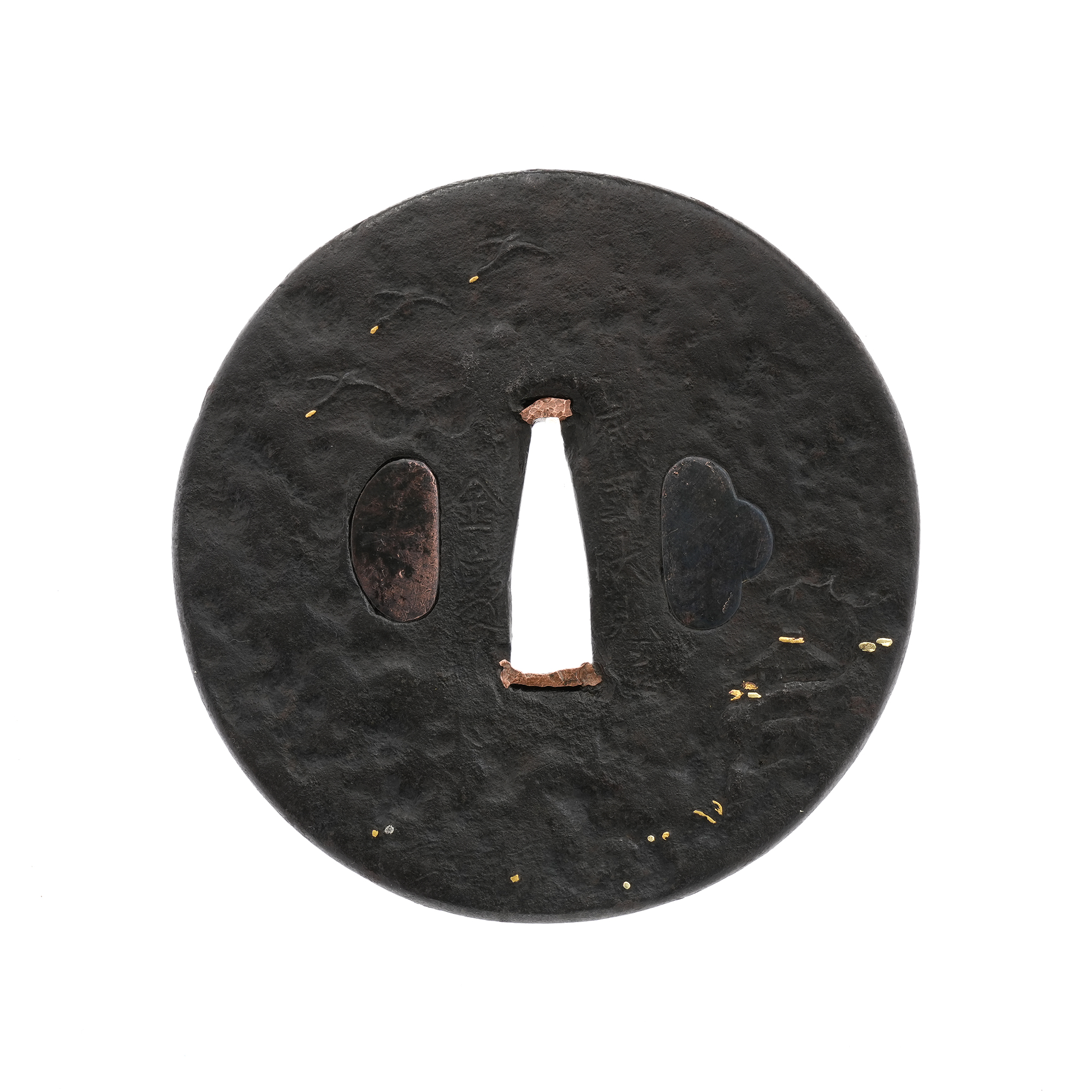 Tsuba: Flying Geese and Mountain Landscape Design - Signed Yamashiro no kuni Fushimi ju Kaneie — 3 of 11