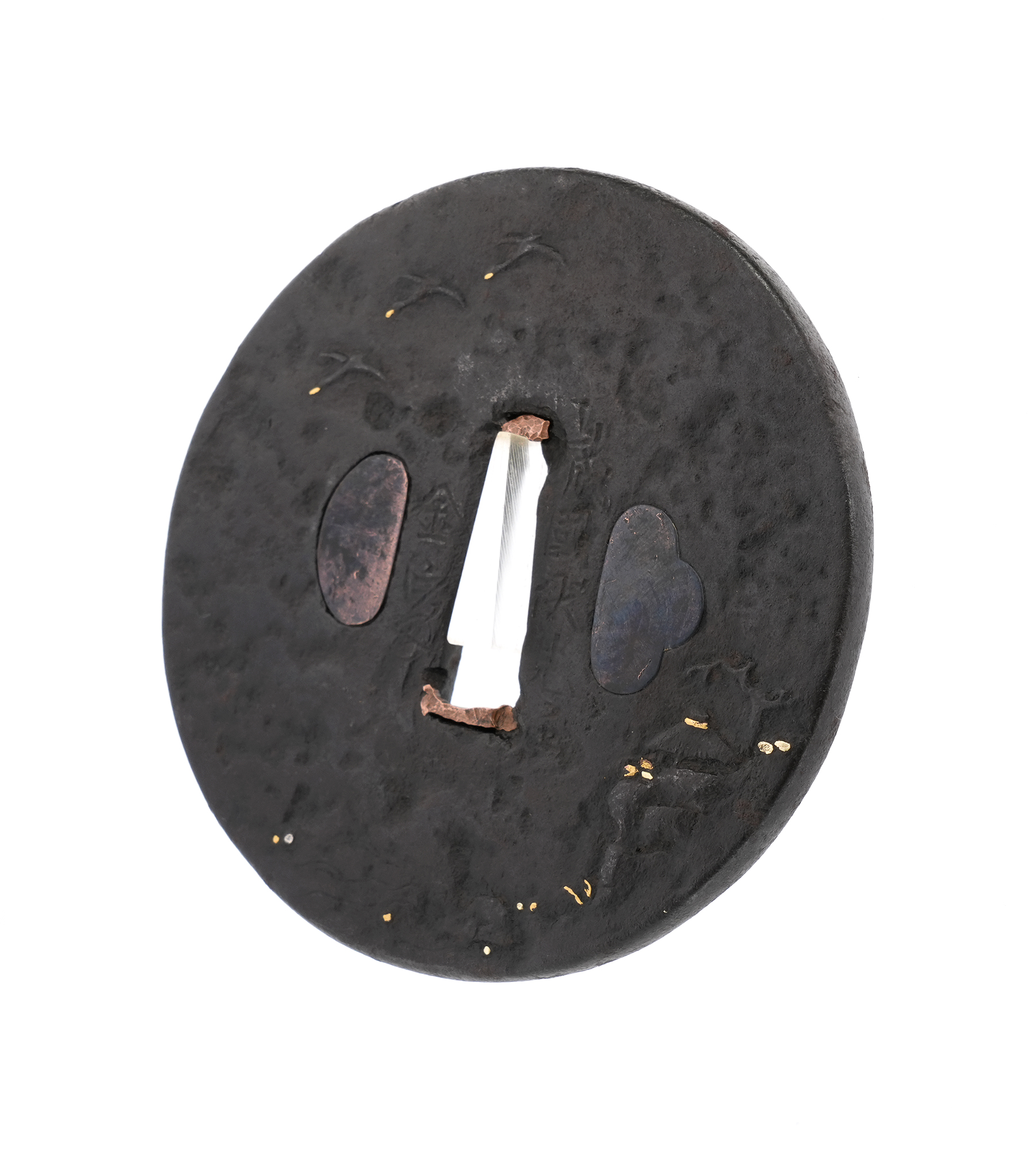 Tsuba: Flying Geese and Mountain Landscape Design - Signed Yamashiro no kuni Fushimi ju Kaneie — 6 of 11