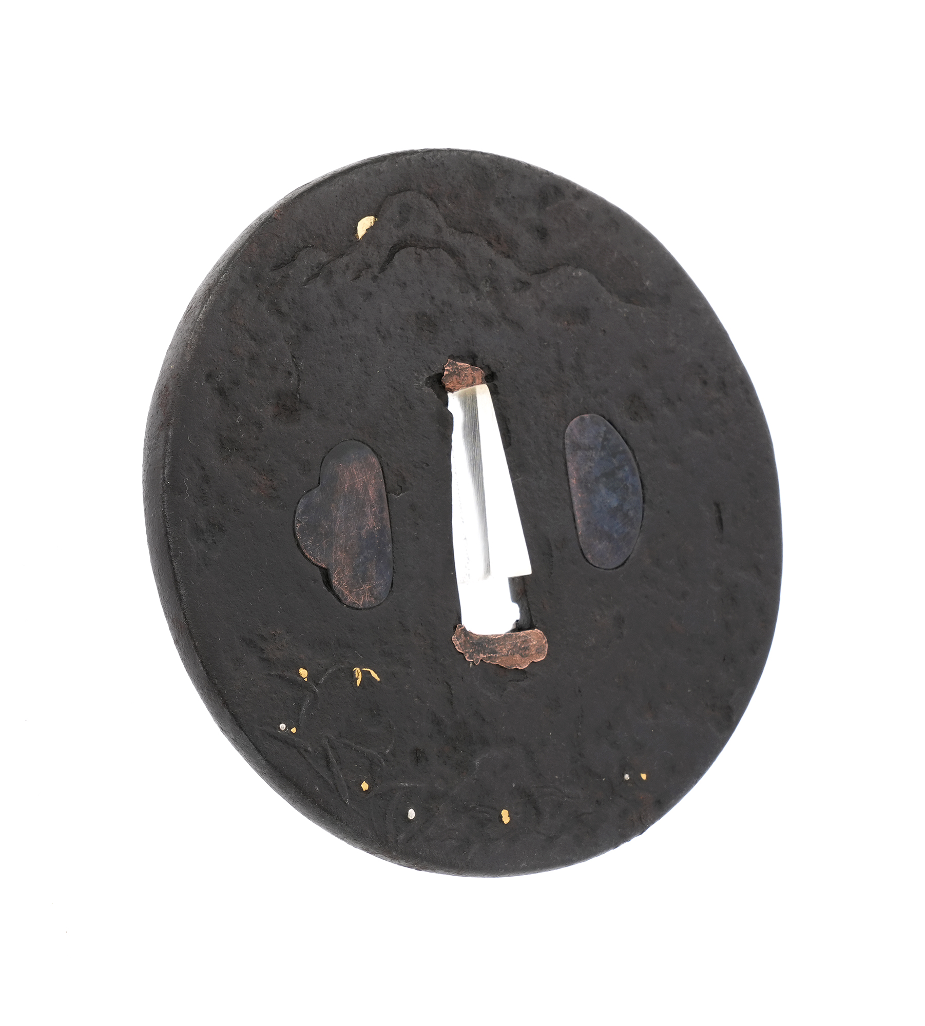 Tsuba: Flying Geese and Mountain Landscape Design - Signed Yamashiro no kuni Fushimi ju Kaneie — 9 of 11